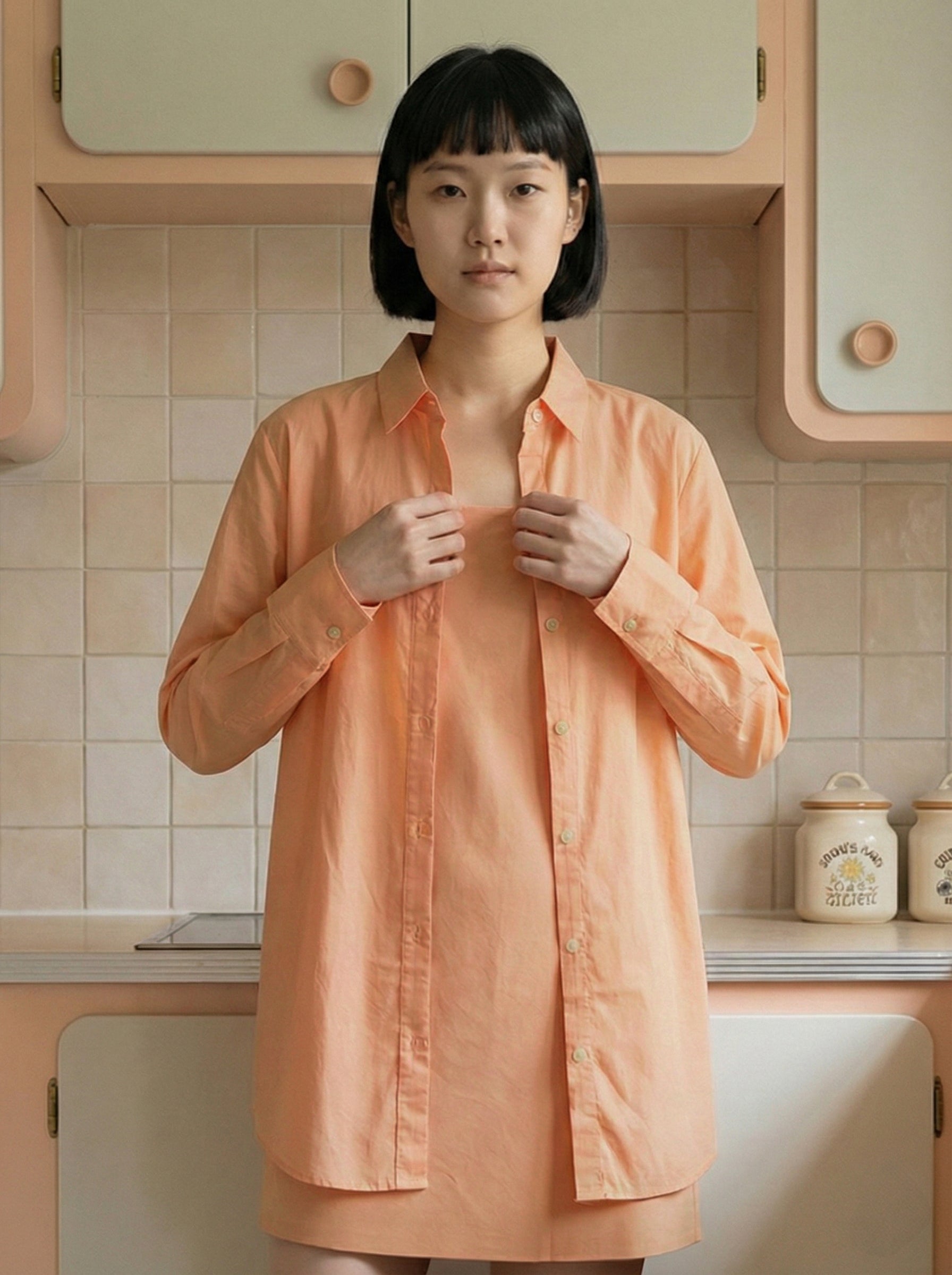 Women's Coral Cotton Flex , Lining Shirt with Collar Neck Neck