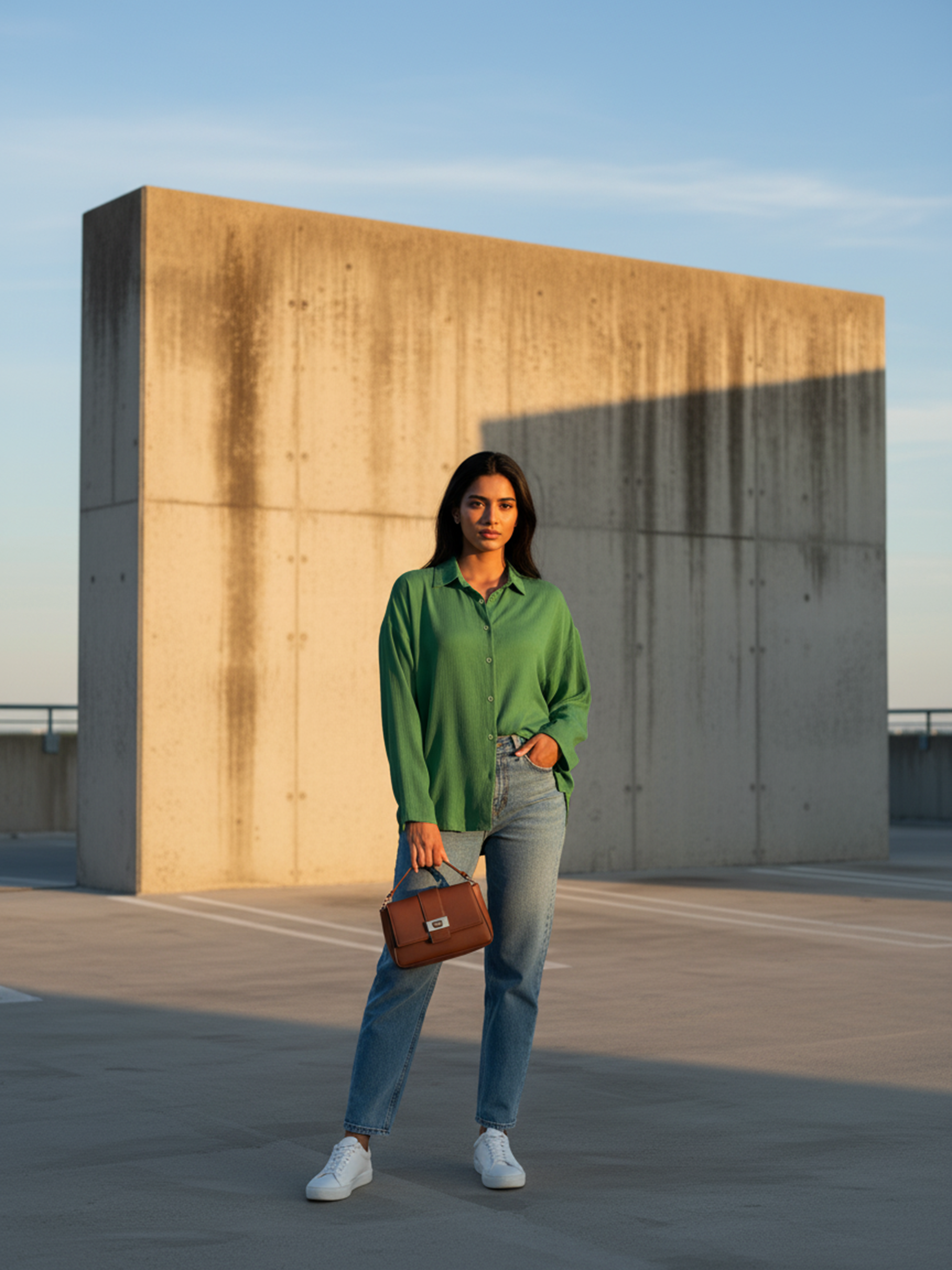 Leaf Green Rayon Crepe Shirt for Women