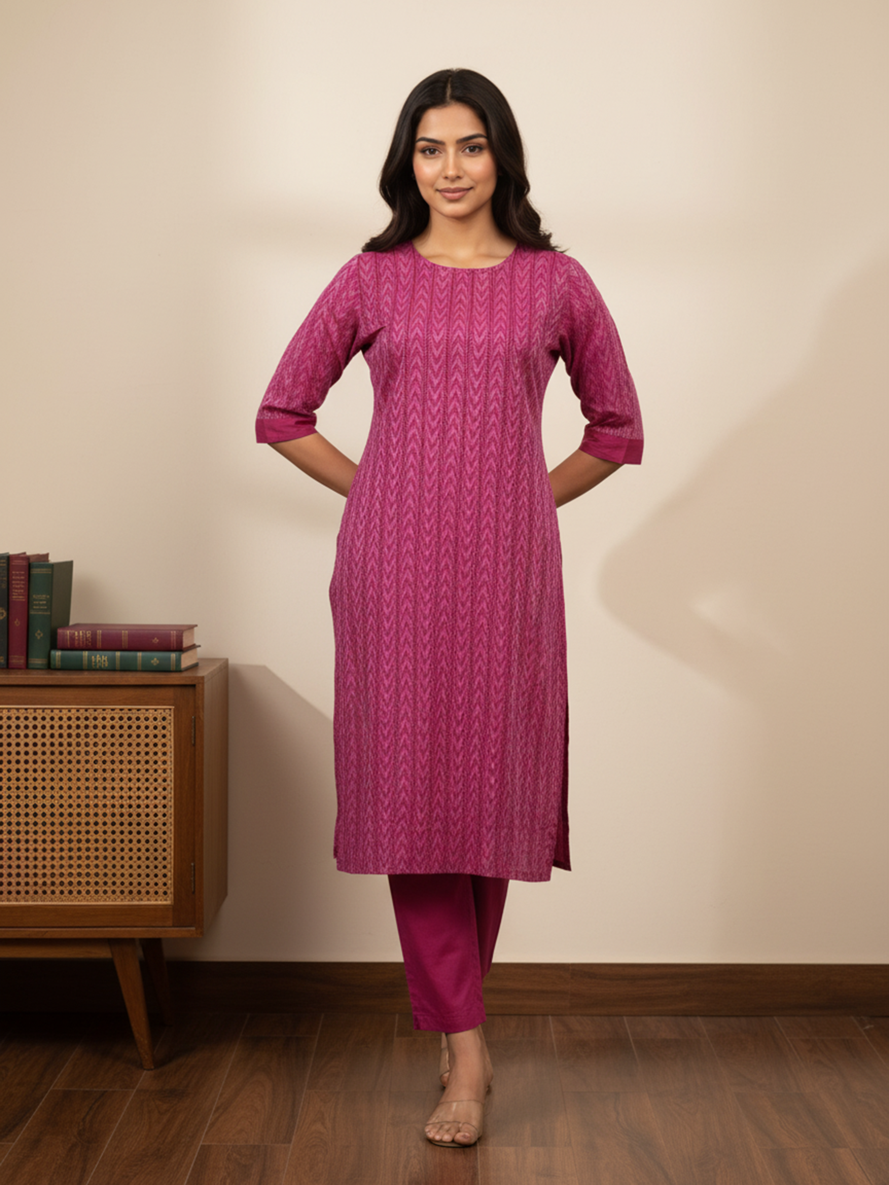 Women’s Flurescent Pink Line Kurti
