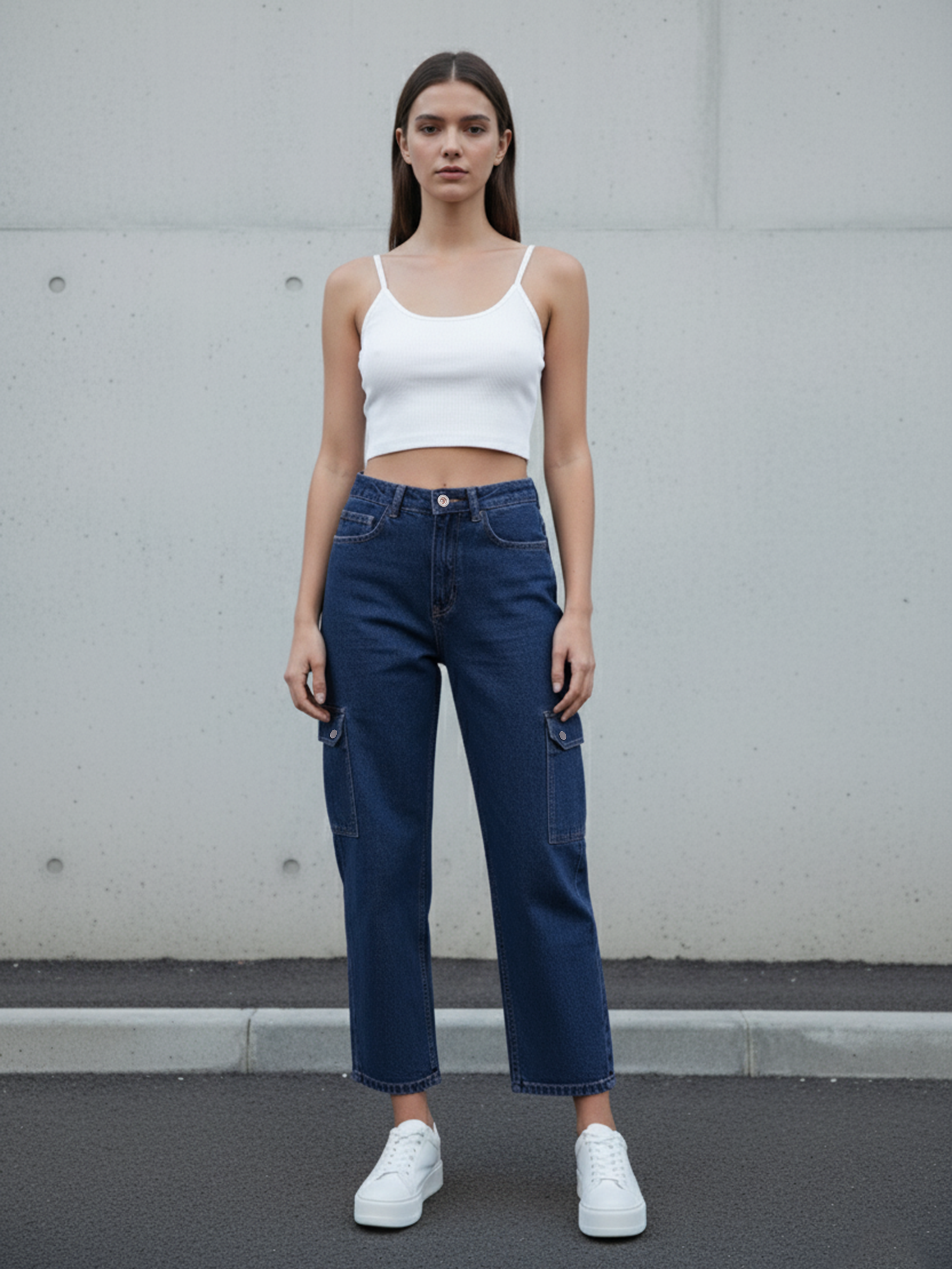 Navy Blue Women's Straight Fit Jeans