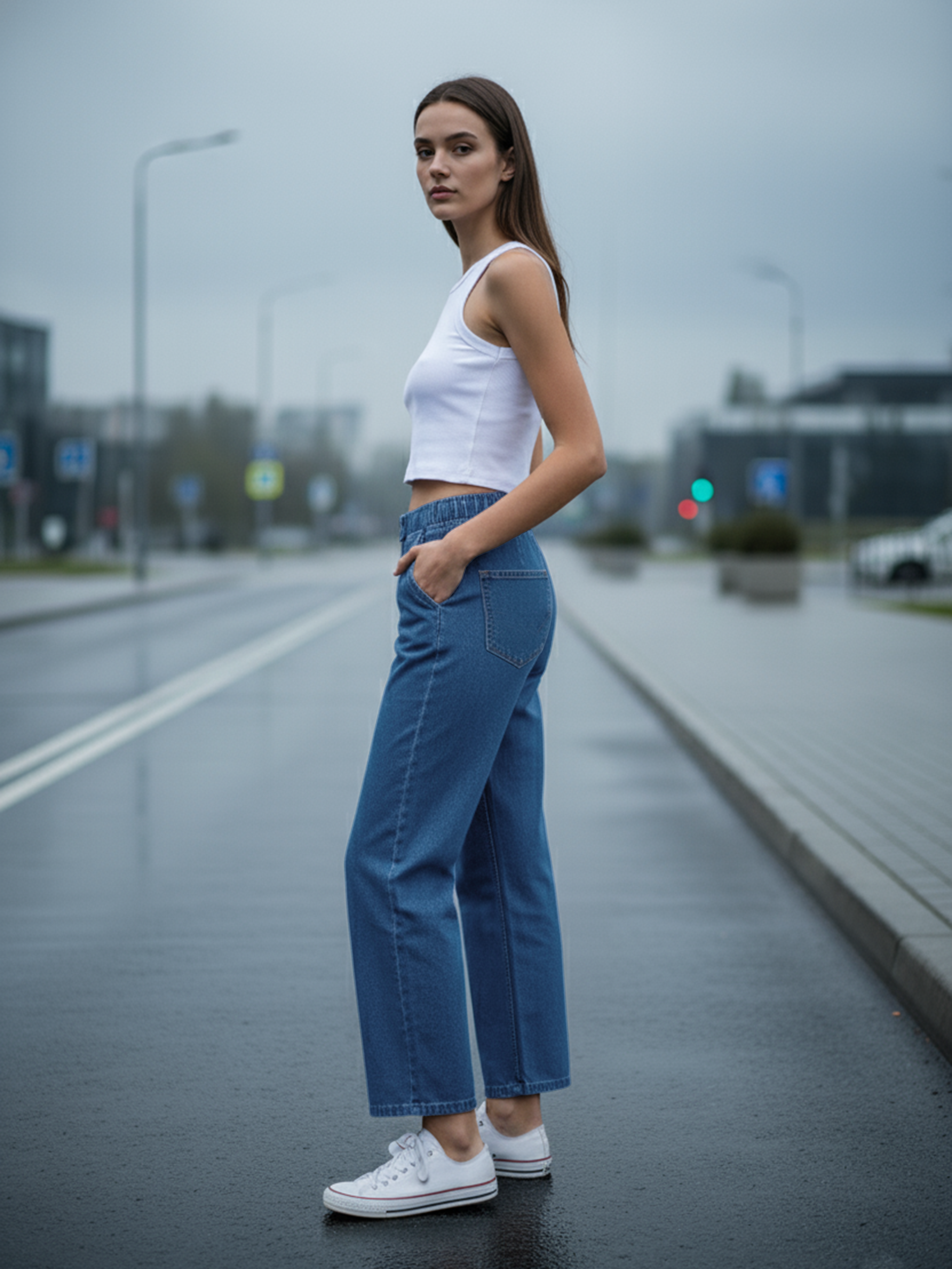 Stone Blue Women's Wide leg Jeans