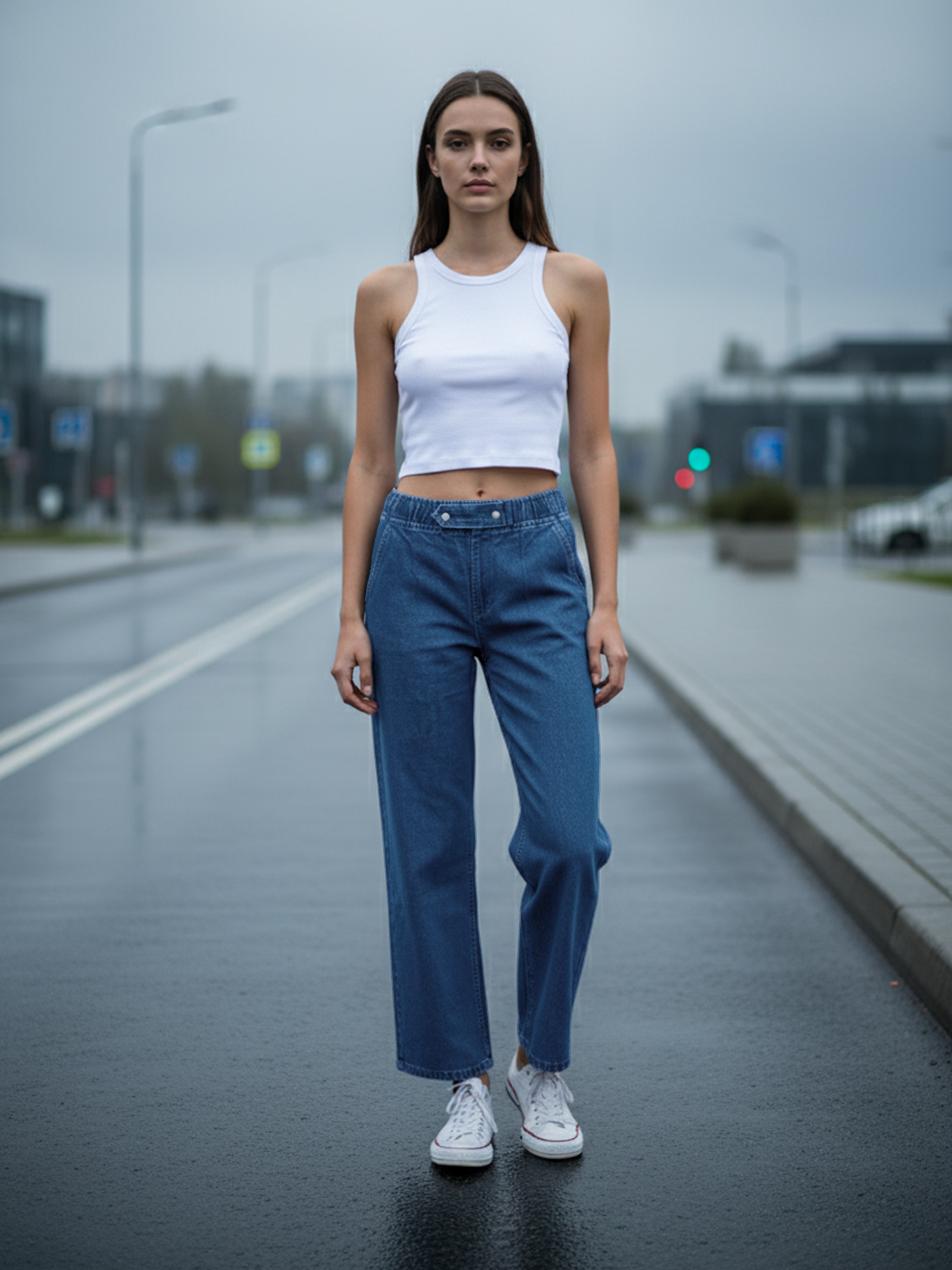 Stone Blue Women's Wide leg Jeans