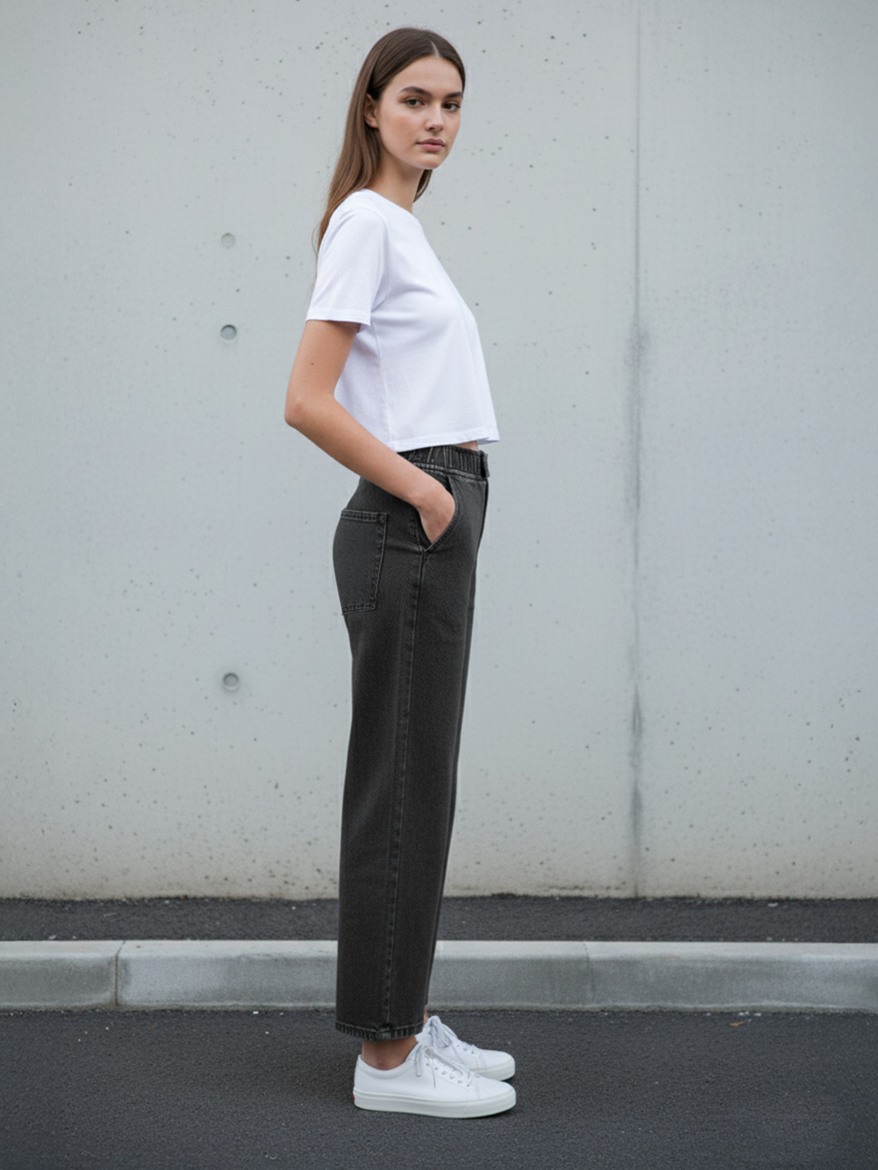 Carbon Black Women's Wide leg Jeans