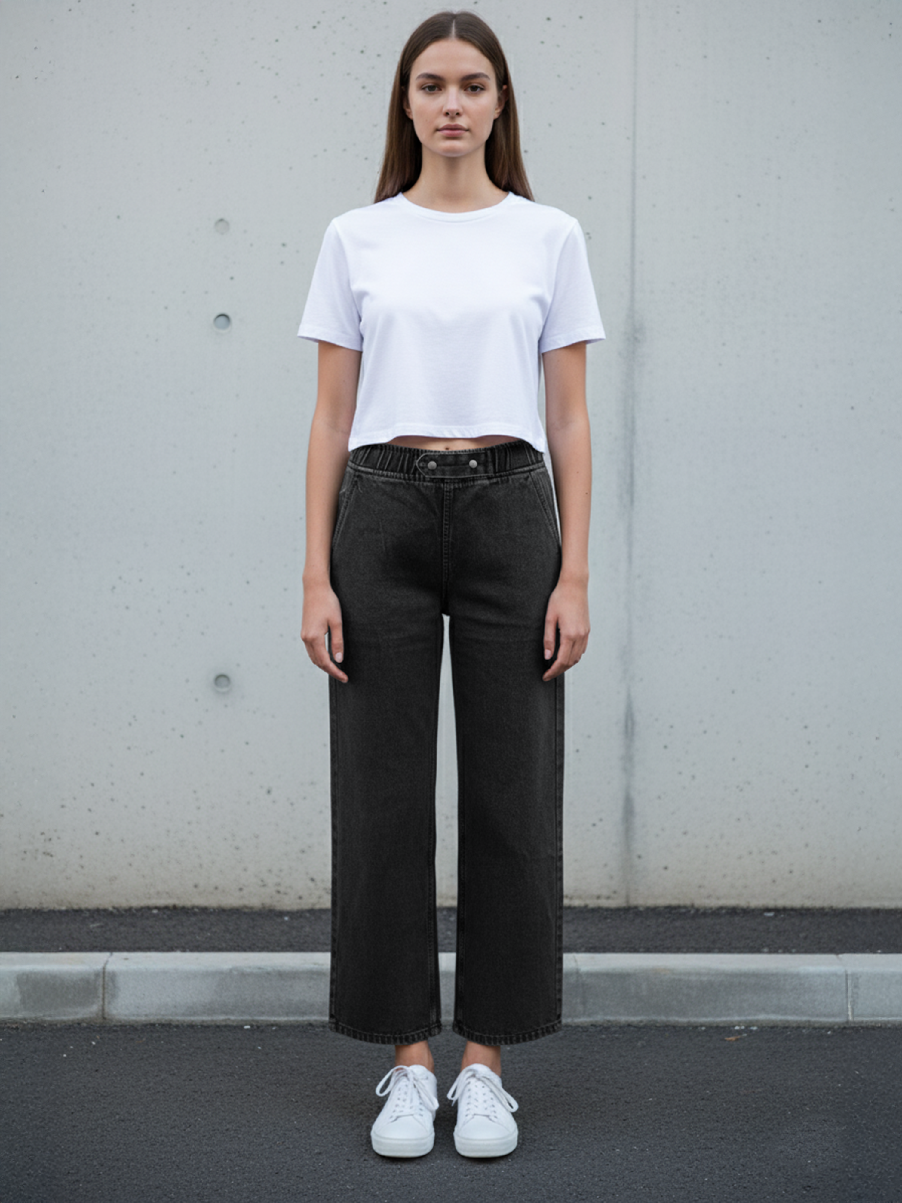 Carbon Black Women's Wide leg Jeans