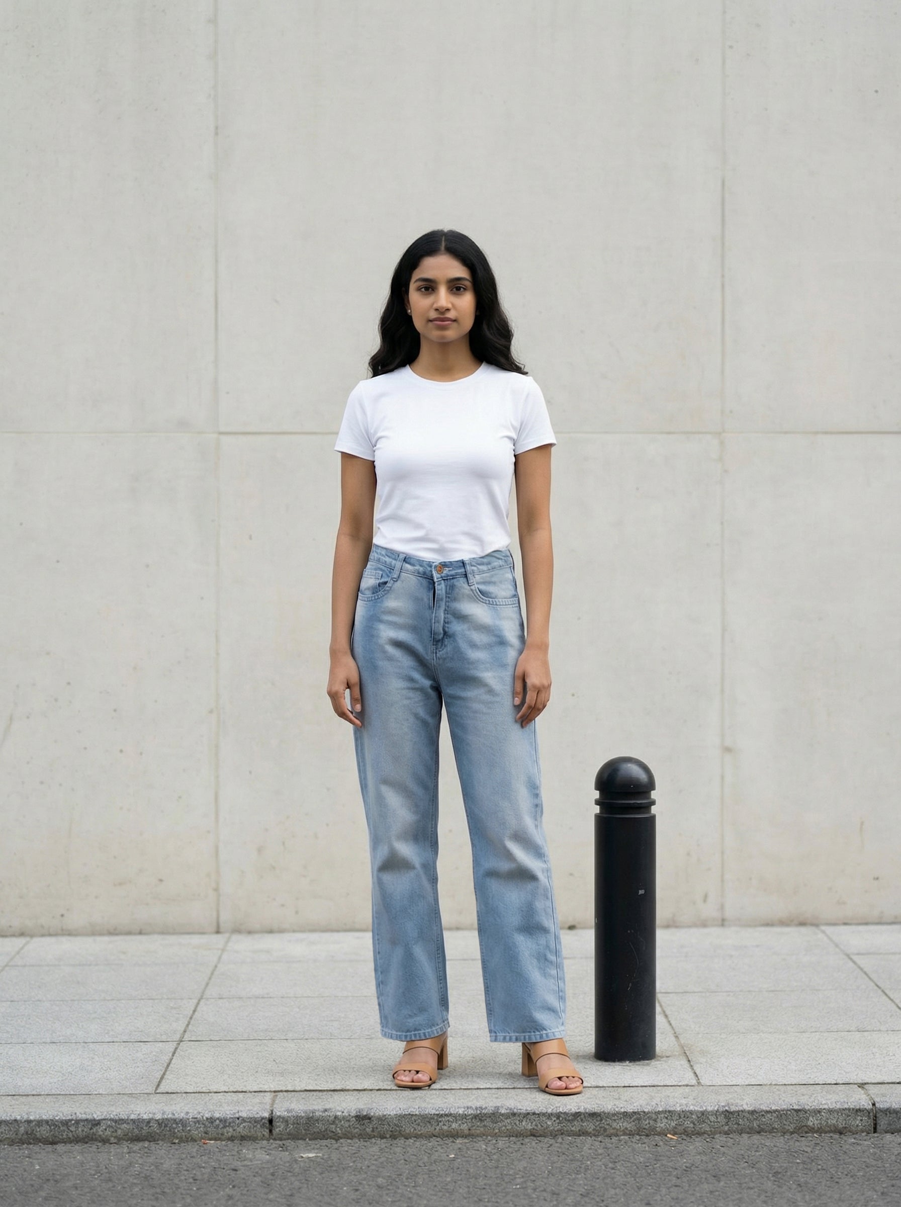 Ice Blue PP Spray Finish Straight Fit Jeans