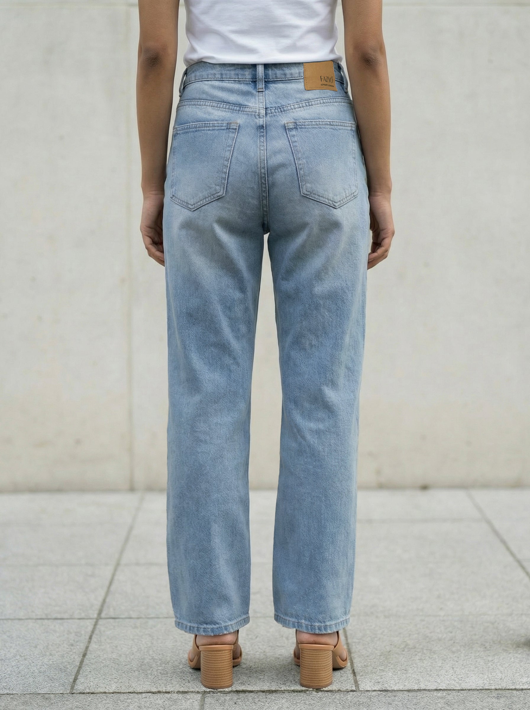 Ice Blue PP Spray Finish Straight Fit Jeans