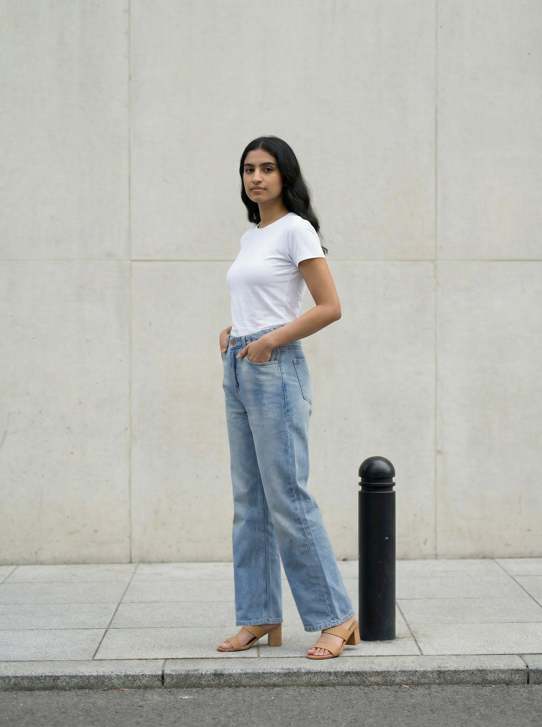 Ice Blue PP Spray Finish Straight Fit Jeans