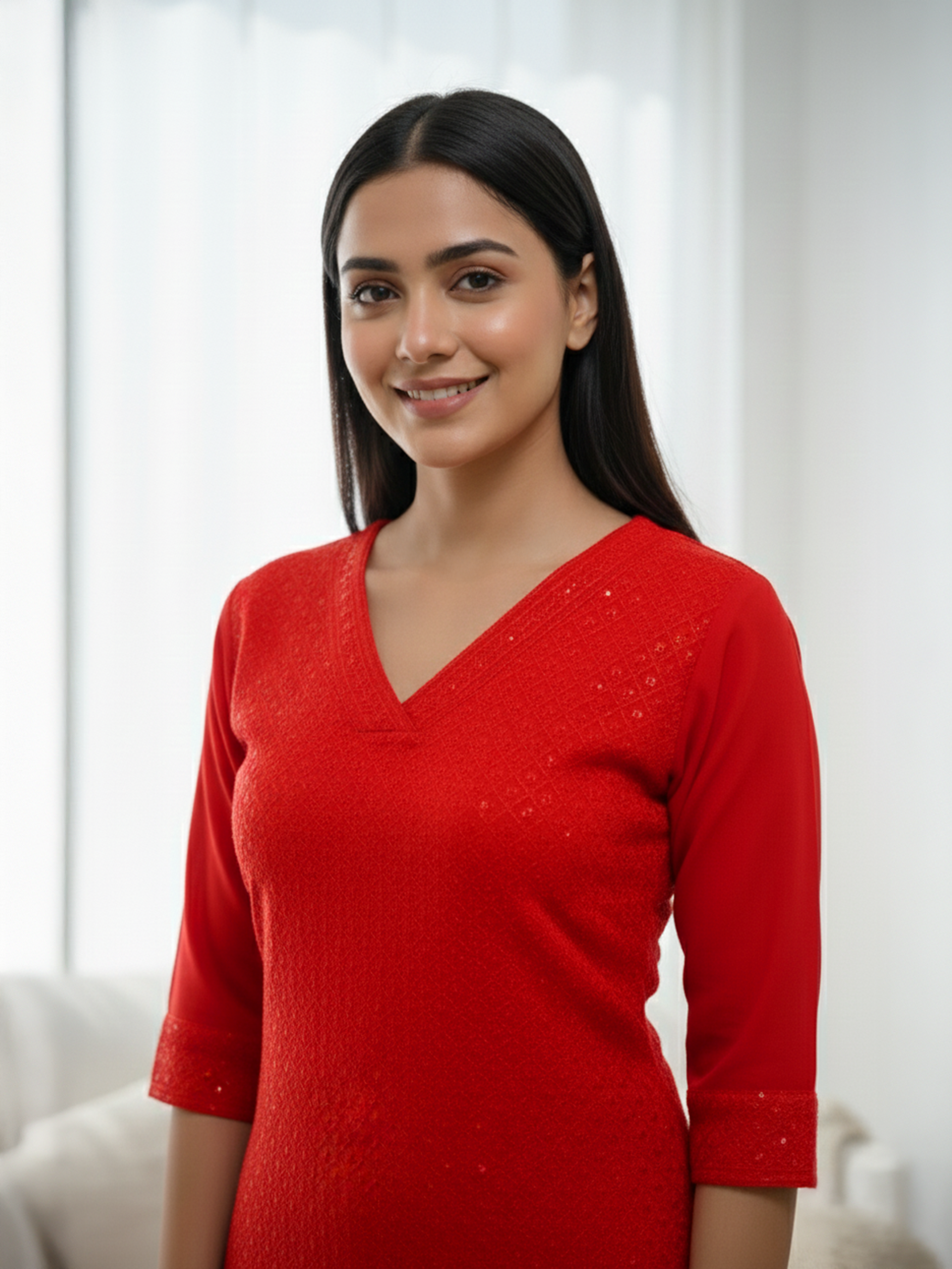 Women's Elegant Red Ethnic Kurti