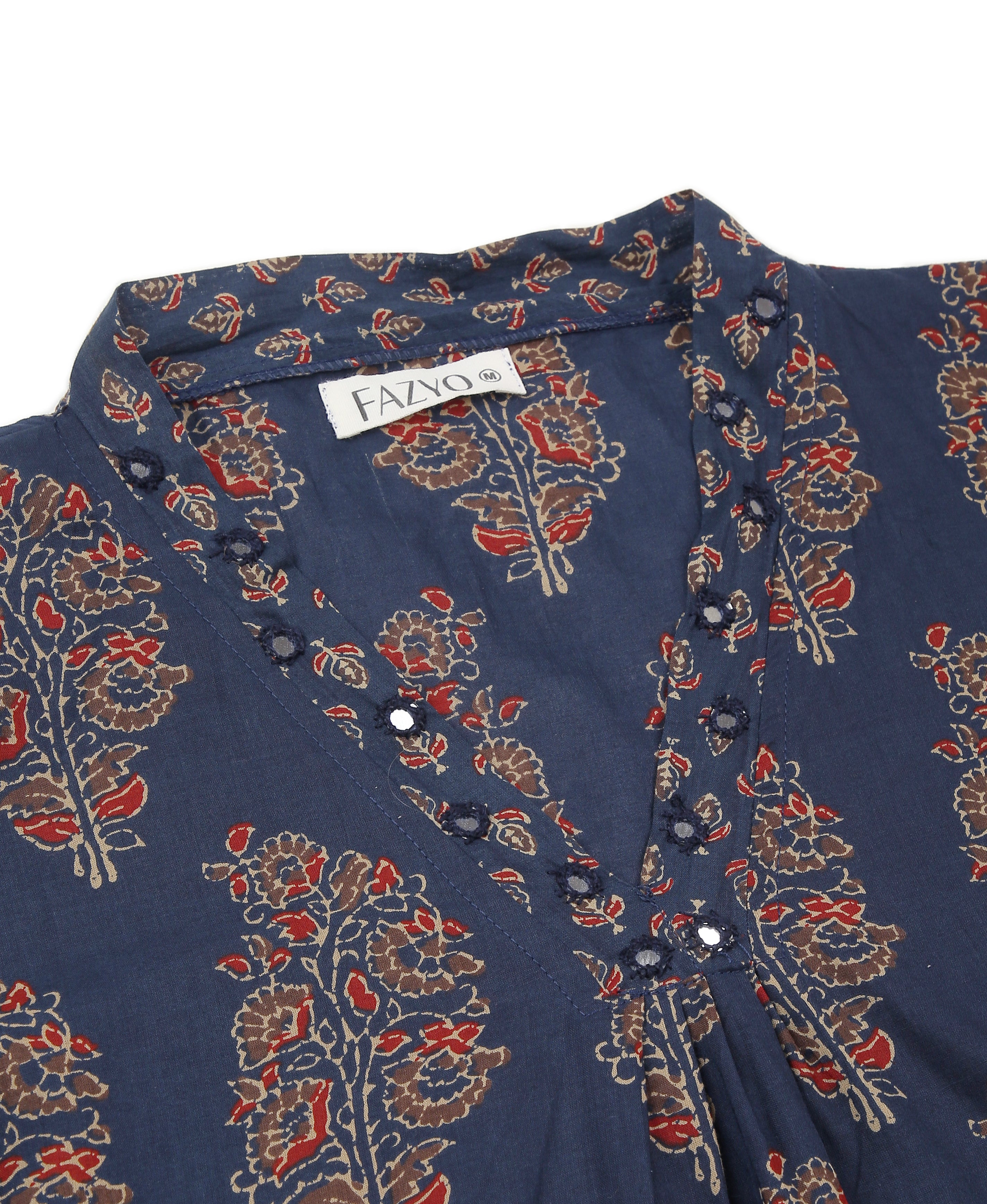 Azure Bloom Cotton Kurti