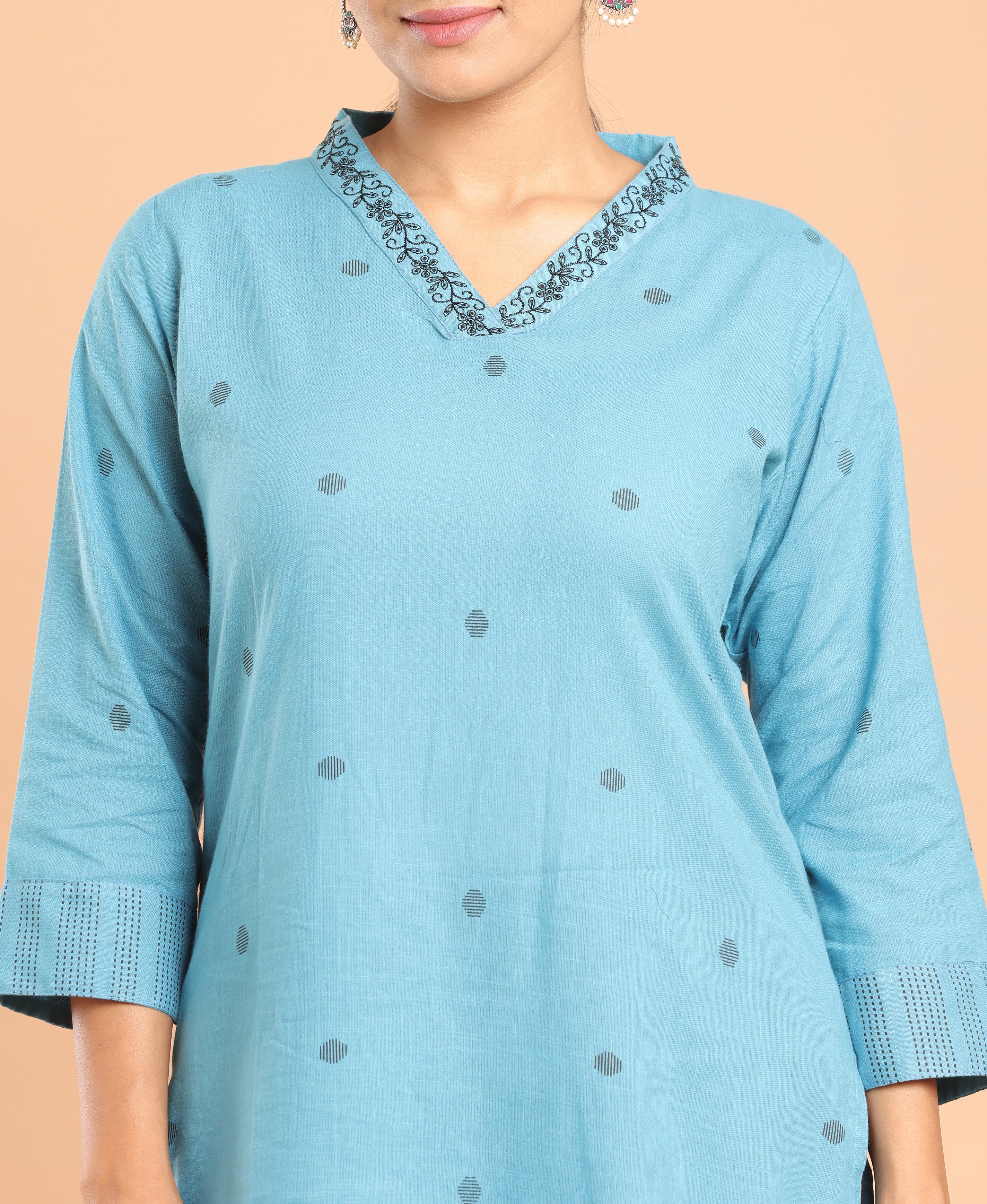 Azure Slub Cotton Kurti