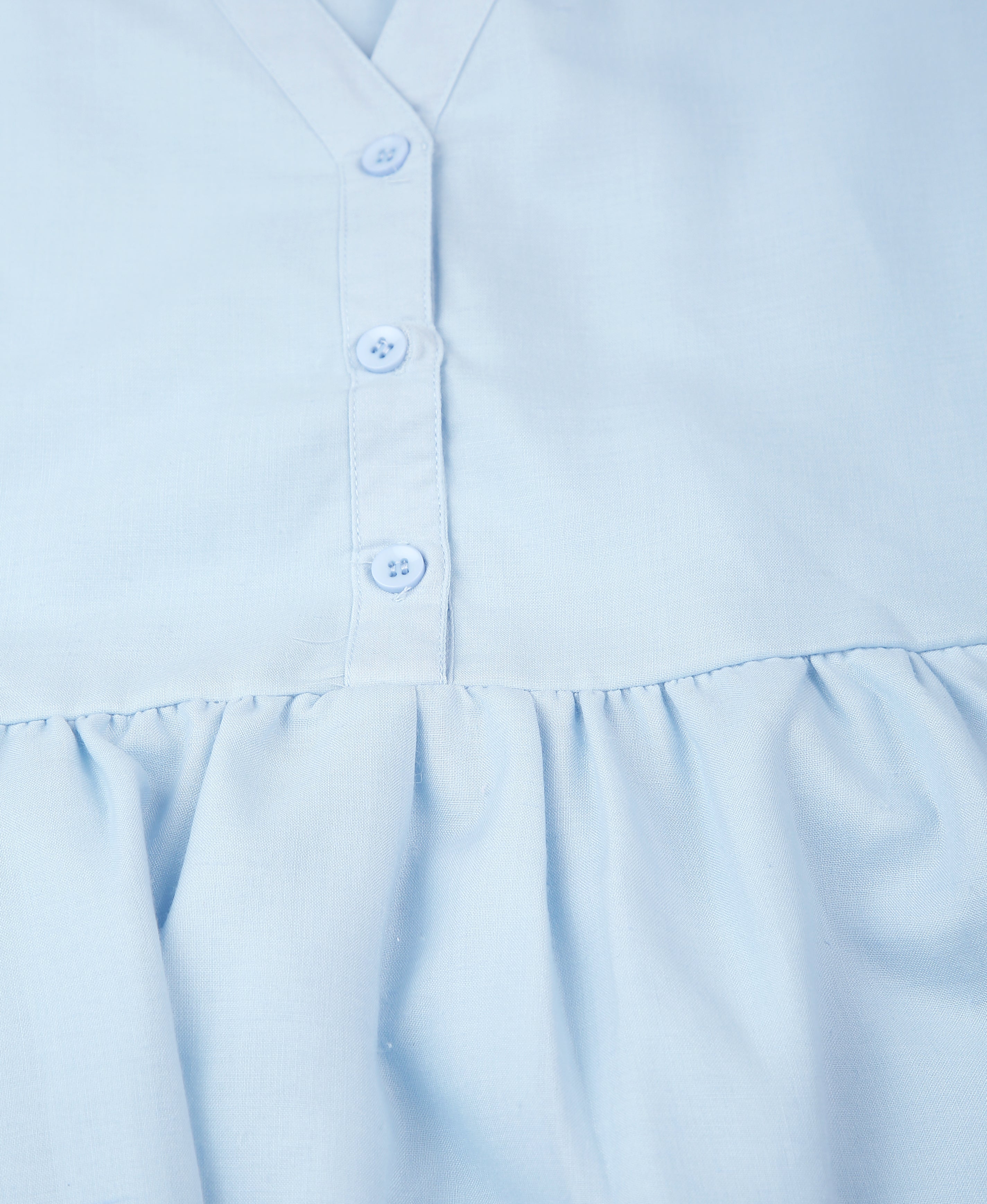 Azure Solid Mandarin Flare Dress