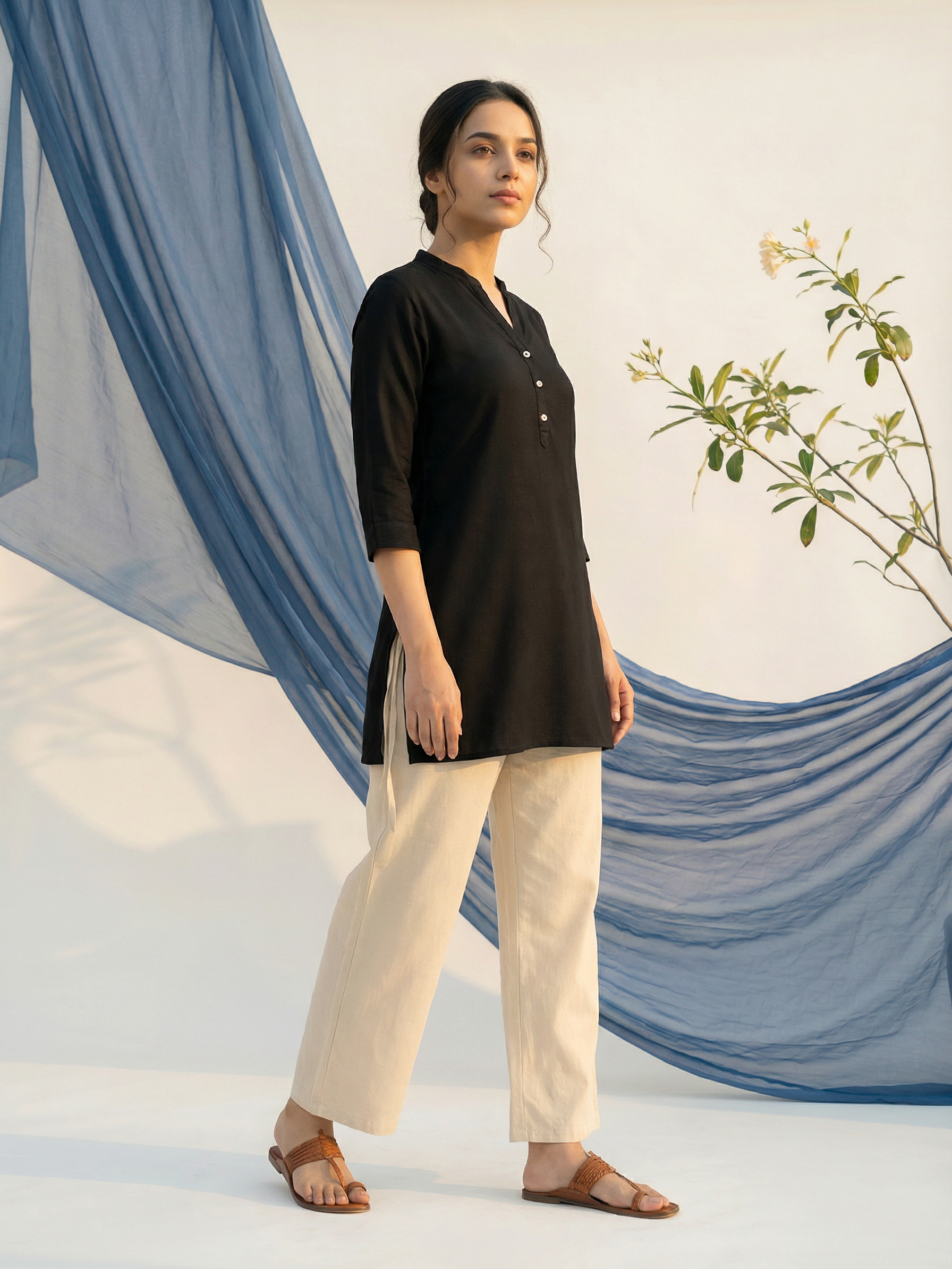 Women’s Beige Palazzo Pants – Regular Fit Bottom