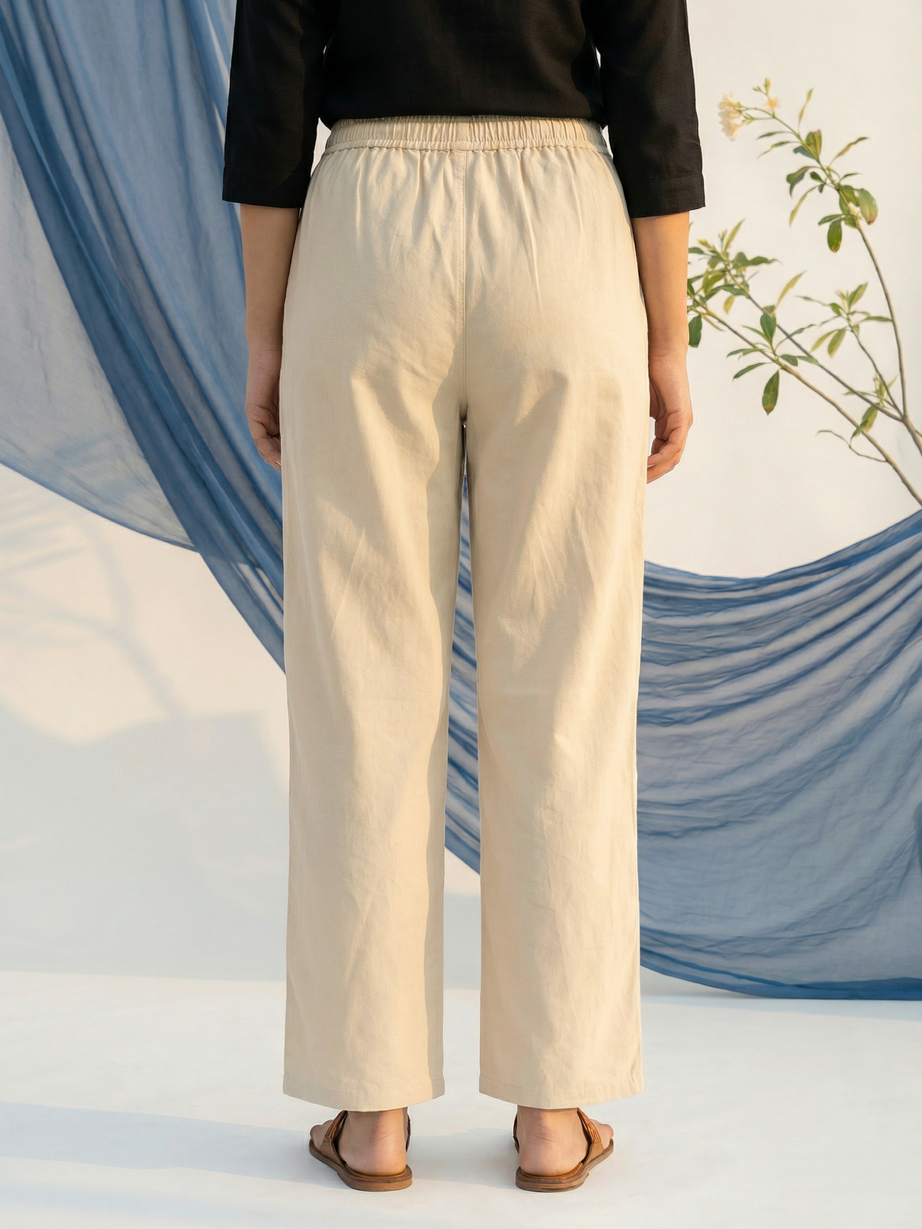 Women’s Beige Palazzo Pants – Regular Fit Bottom