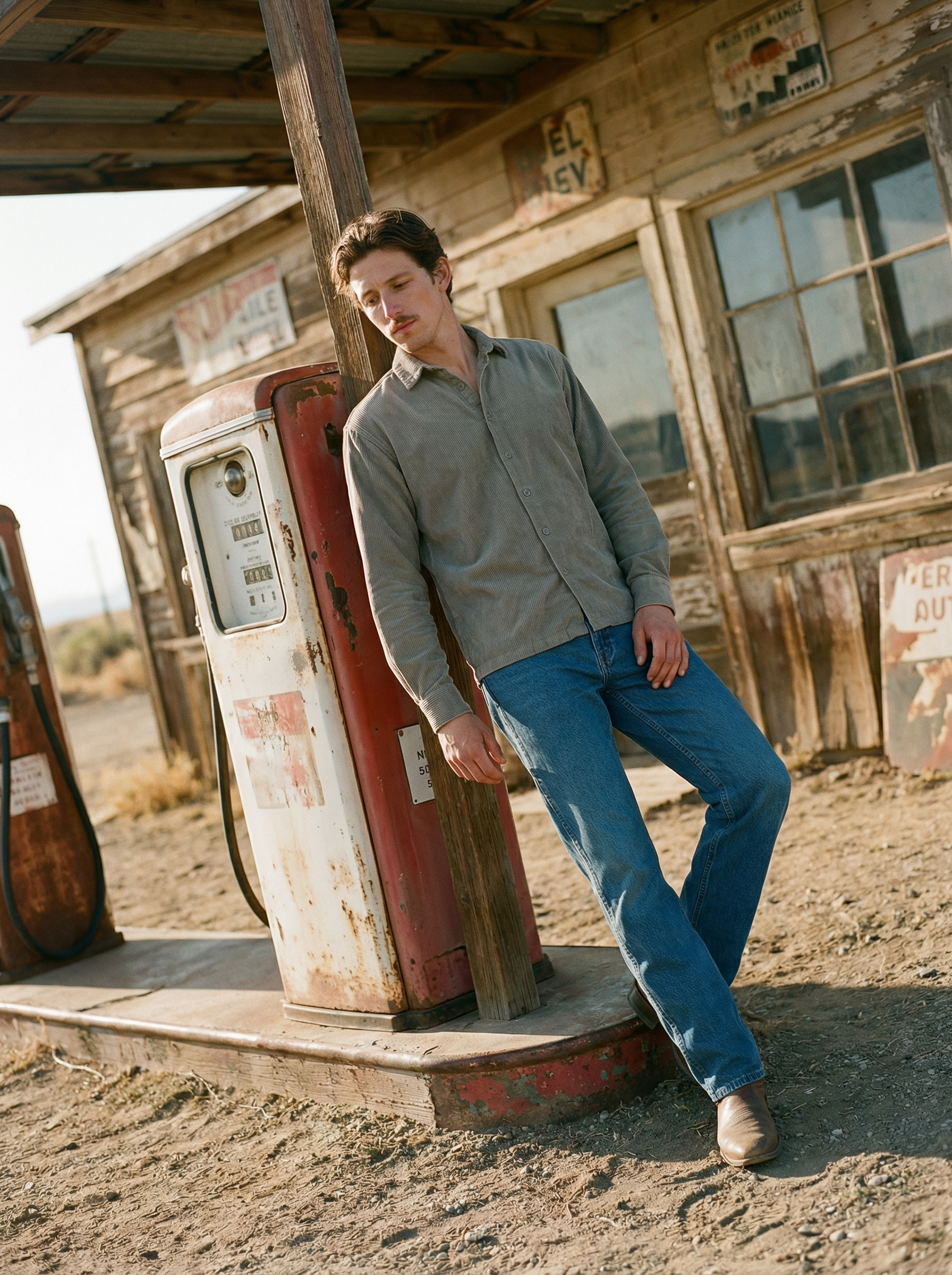 Ash Corduroy Relax Fit Full Sleeve Shirt