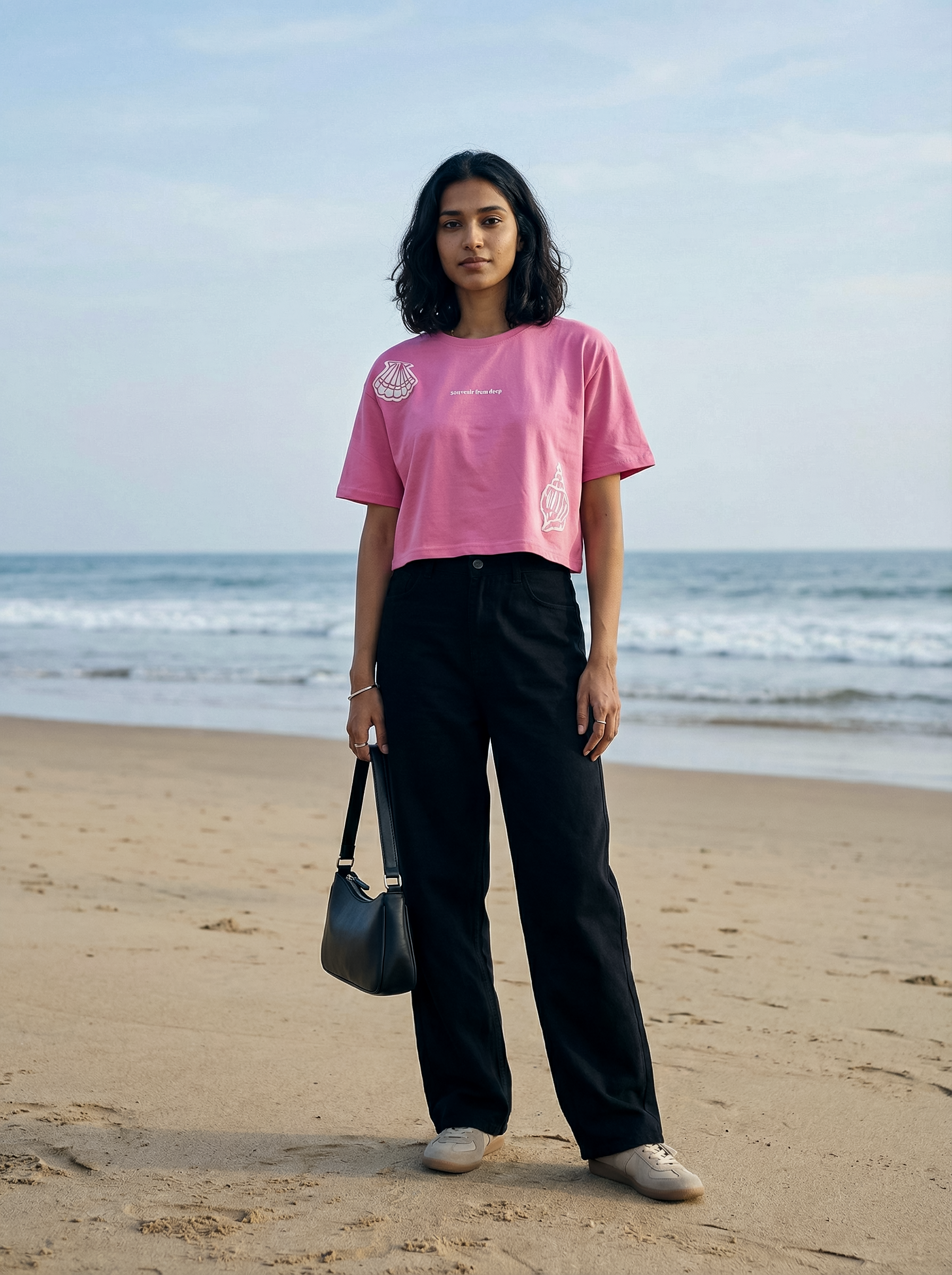 Women’s Dark Pink Oversized Half Sleeve Crop Top