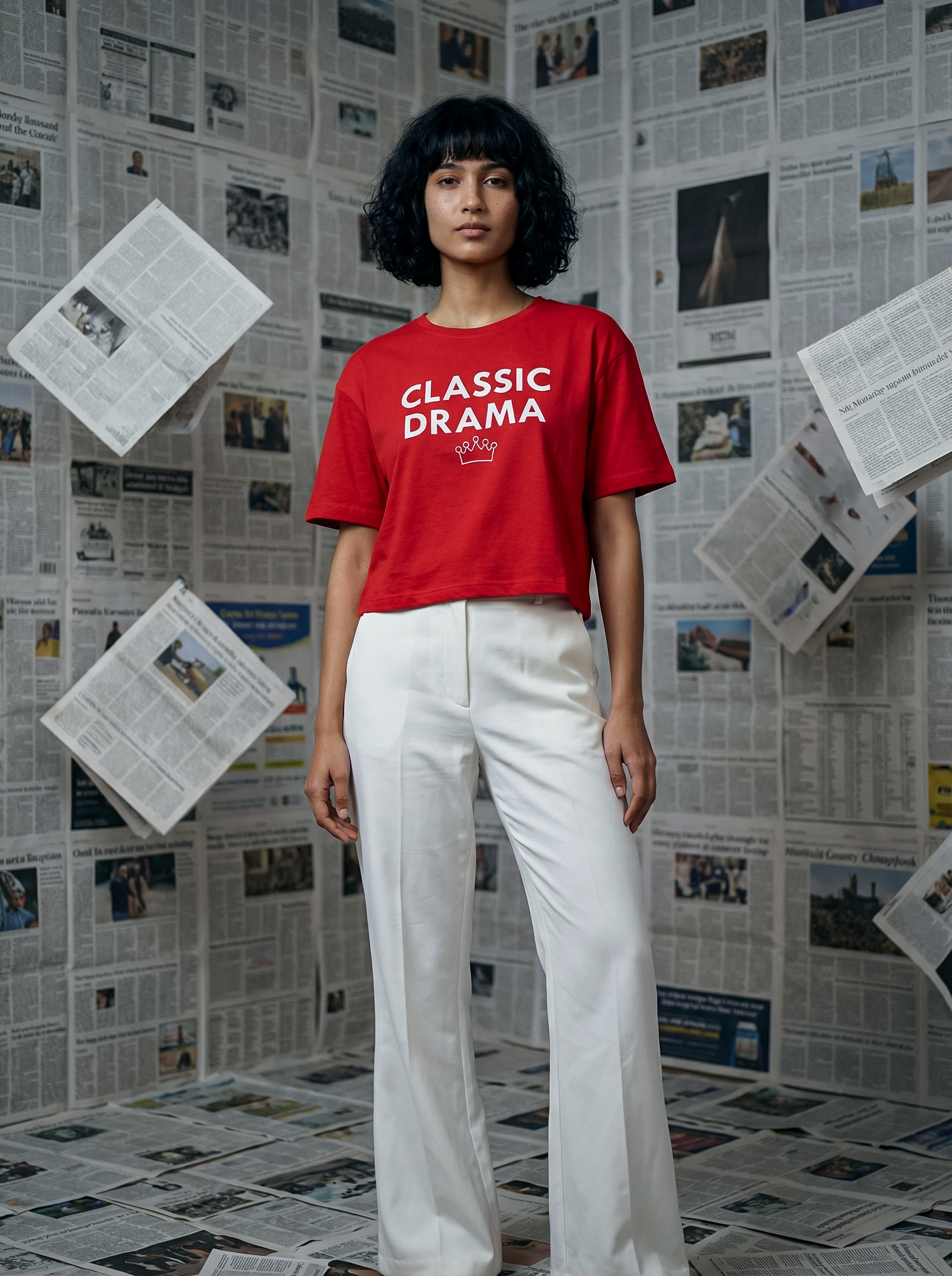 Women’s Maroon Slim Fit Round Neck Crop Top