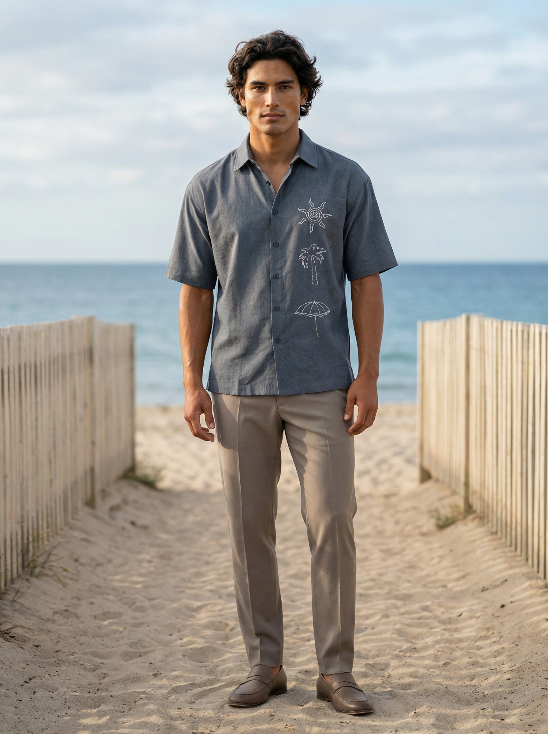 Men’s Grey Beach Vibe Relax Fit Shirt