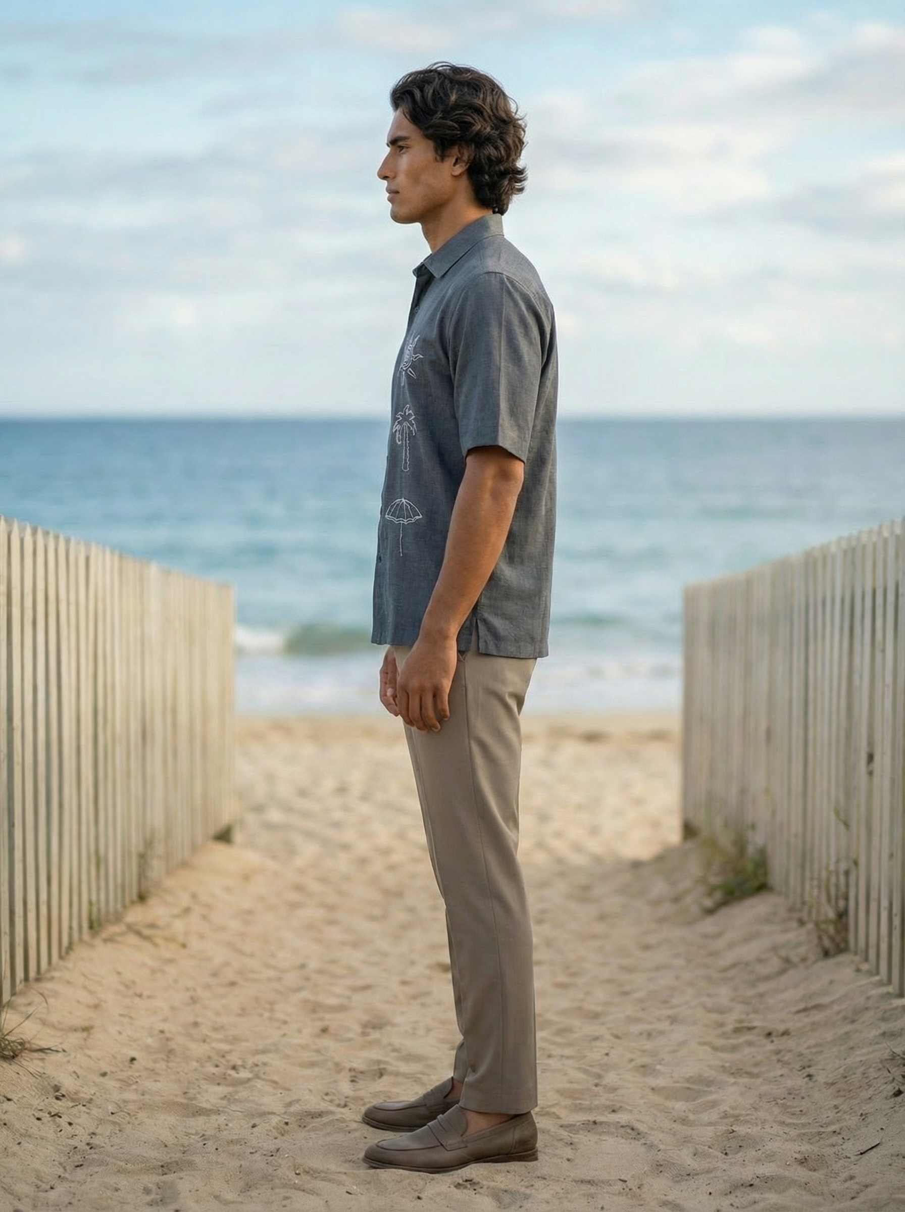 Men’s Grey Beach Vibe Relax Fit Shirt