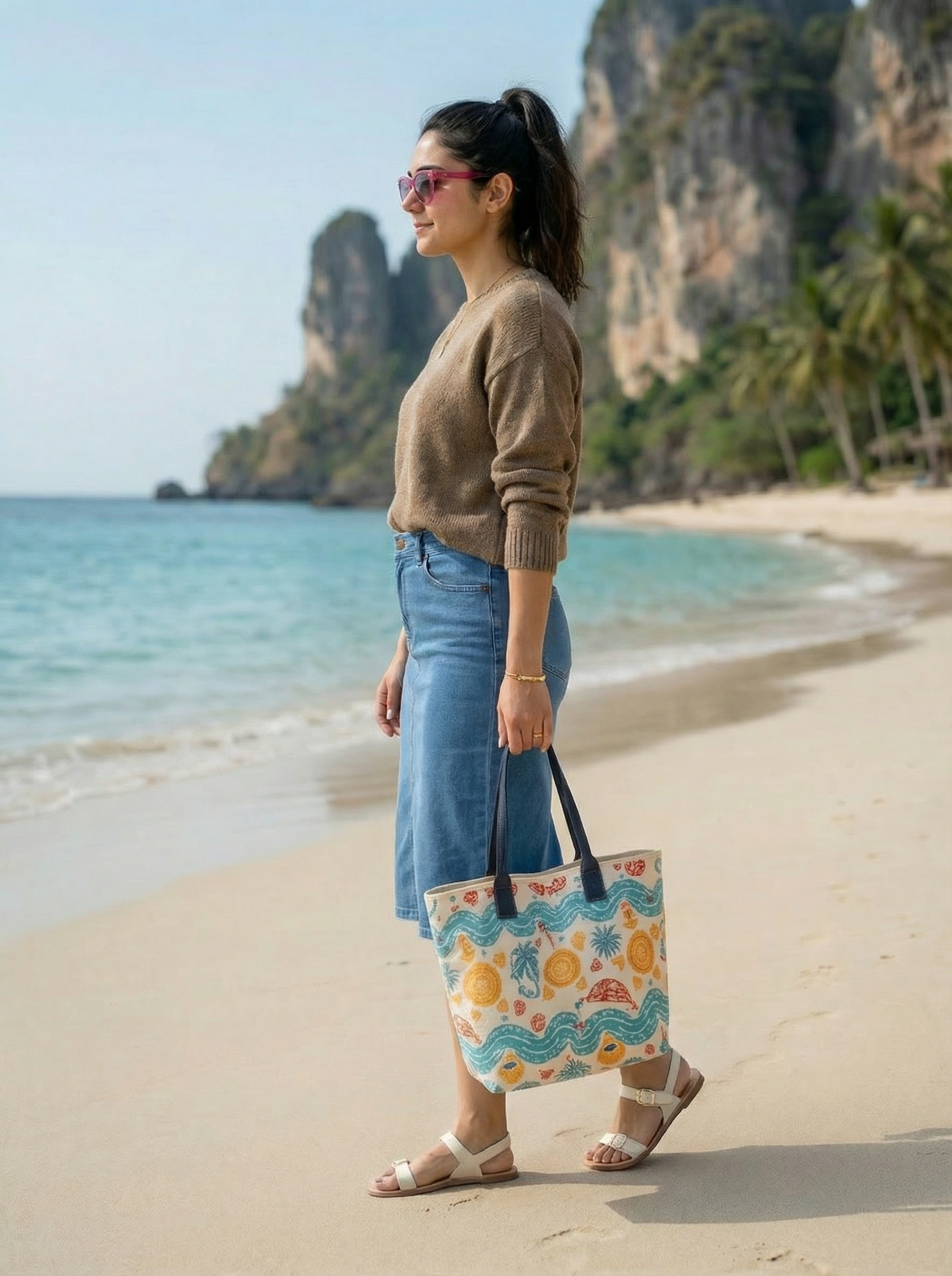 Stone Blue Denim Skirt for Women