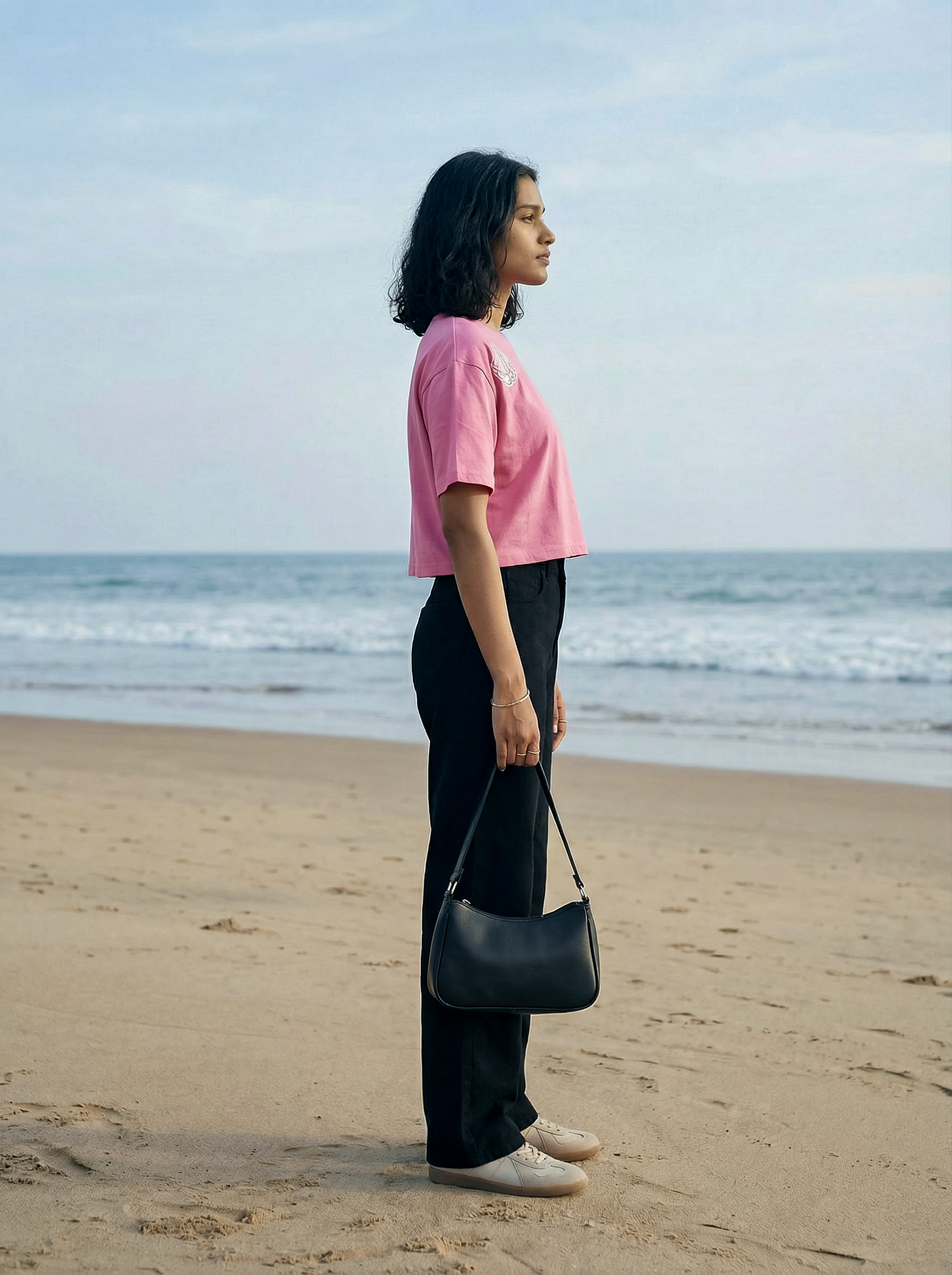 Women’s Dark Pink Oversized Half Sleeve Crop Top