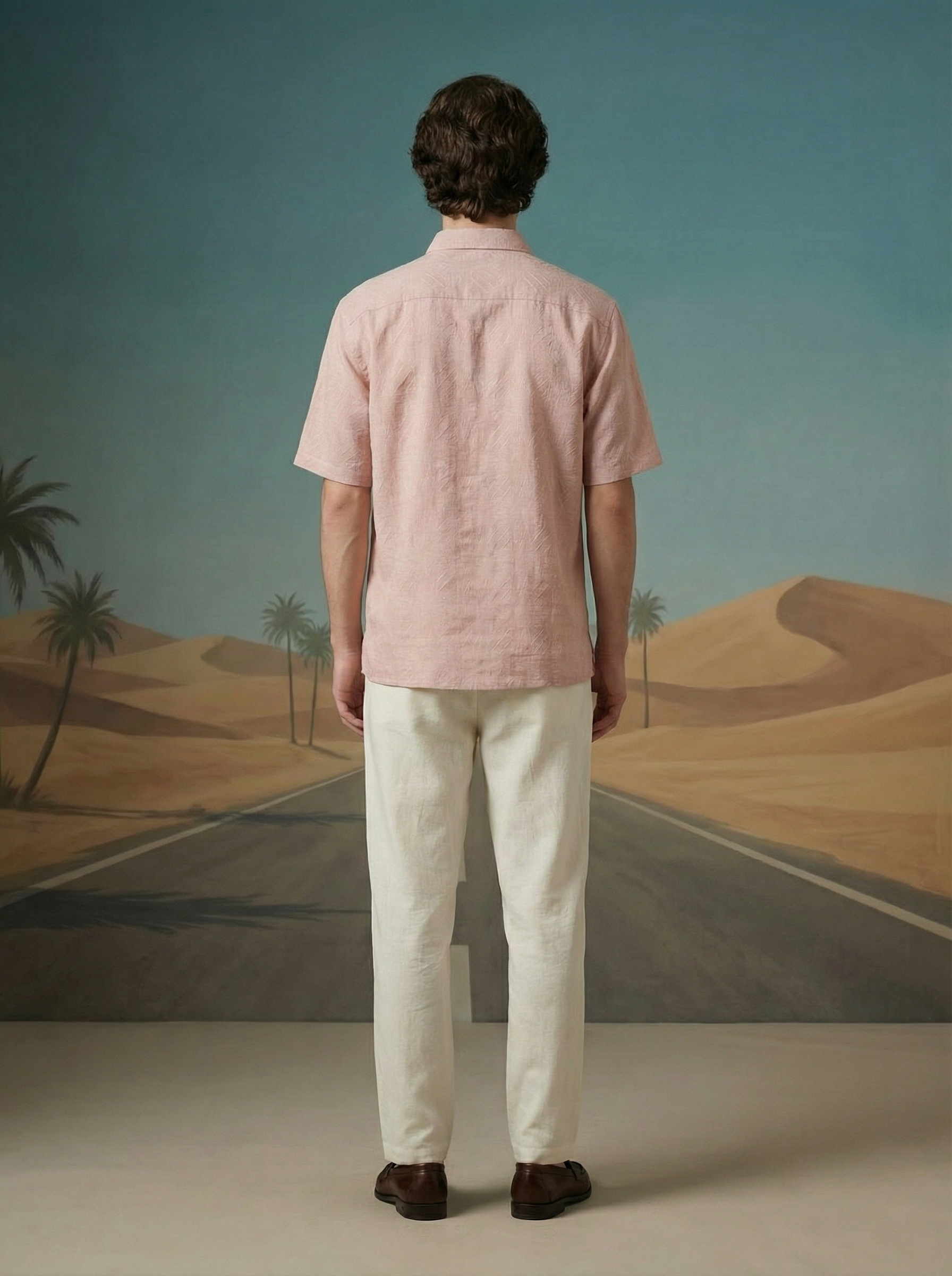Peach Linen Oxford Relax Fit Shirt