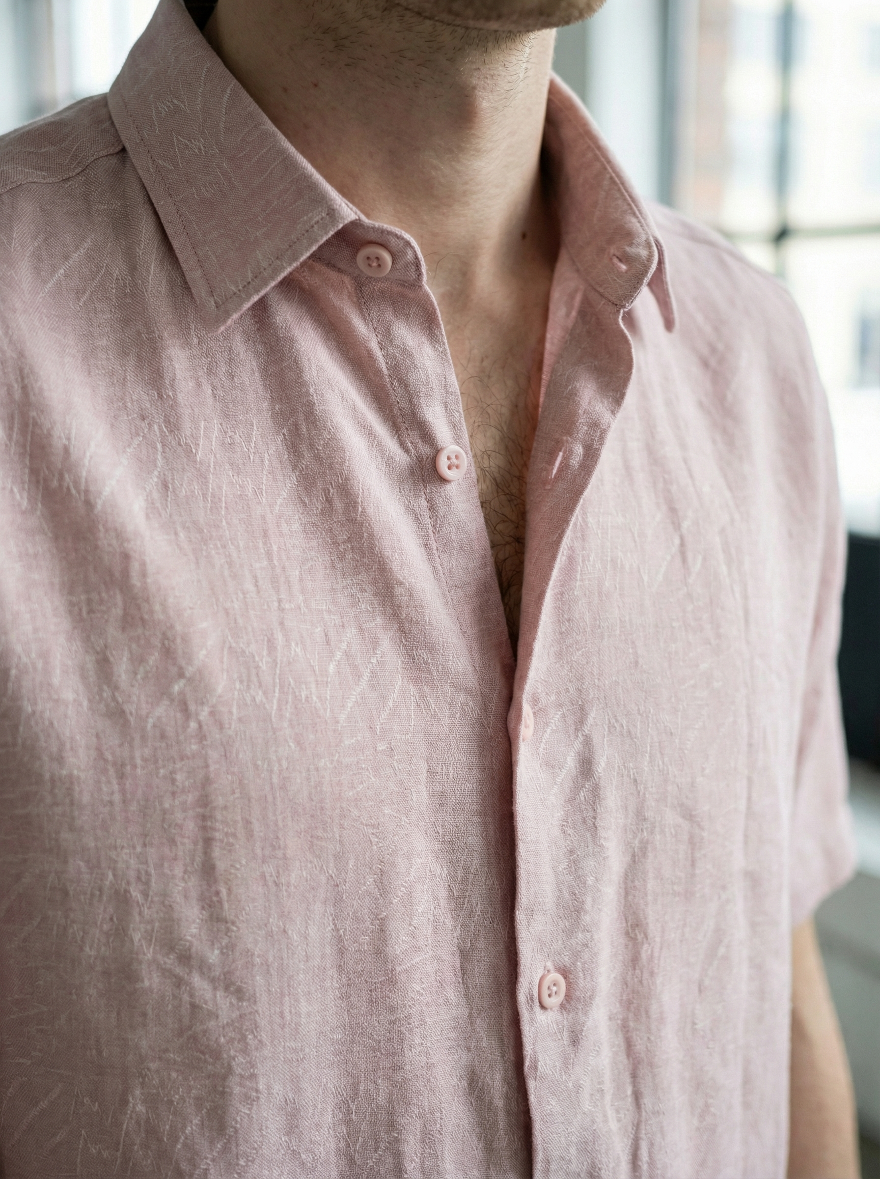 Peach Linen Oxford Relax Fit Shirt