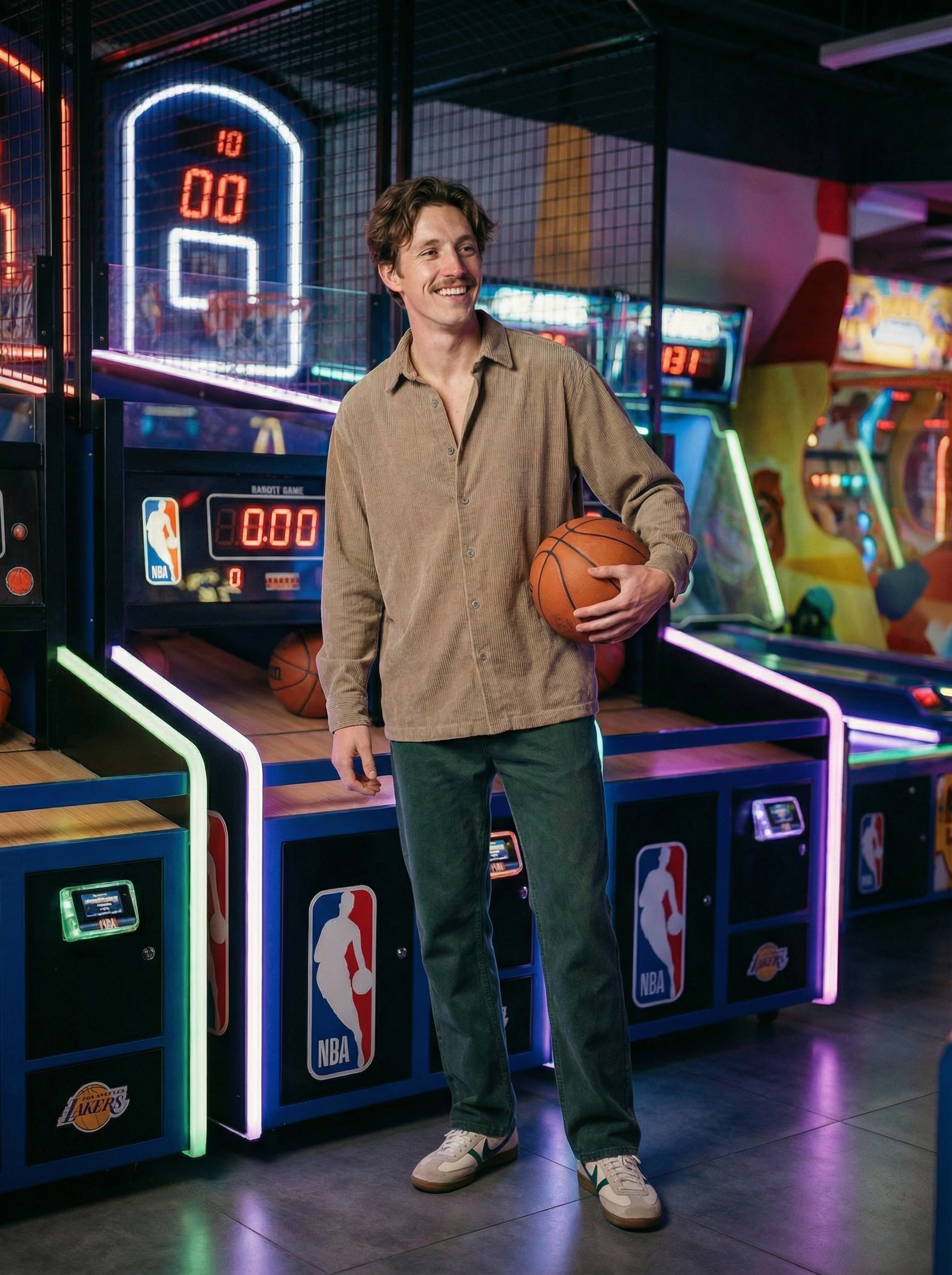 Beige Corduroy Relax Fit Full Sleeve Shirt