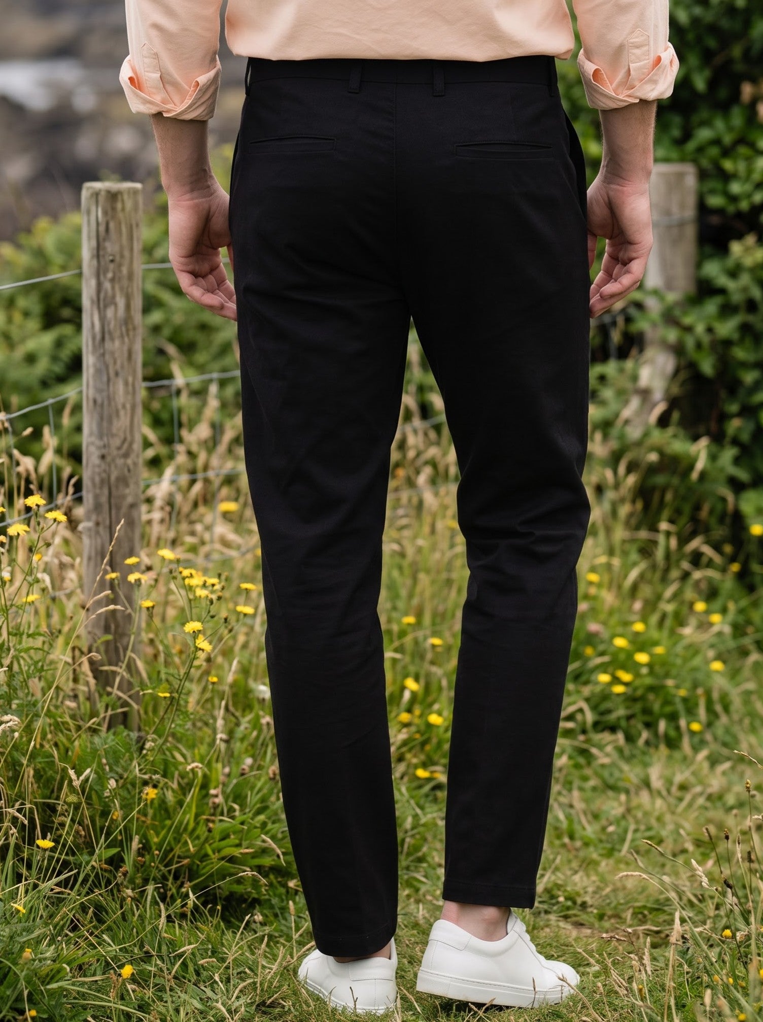 Men's Dobby Black Color Straight Fit Trousers