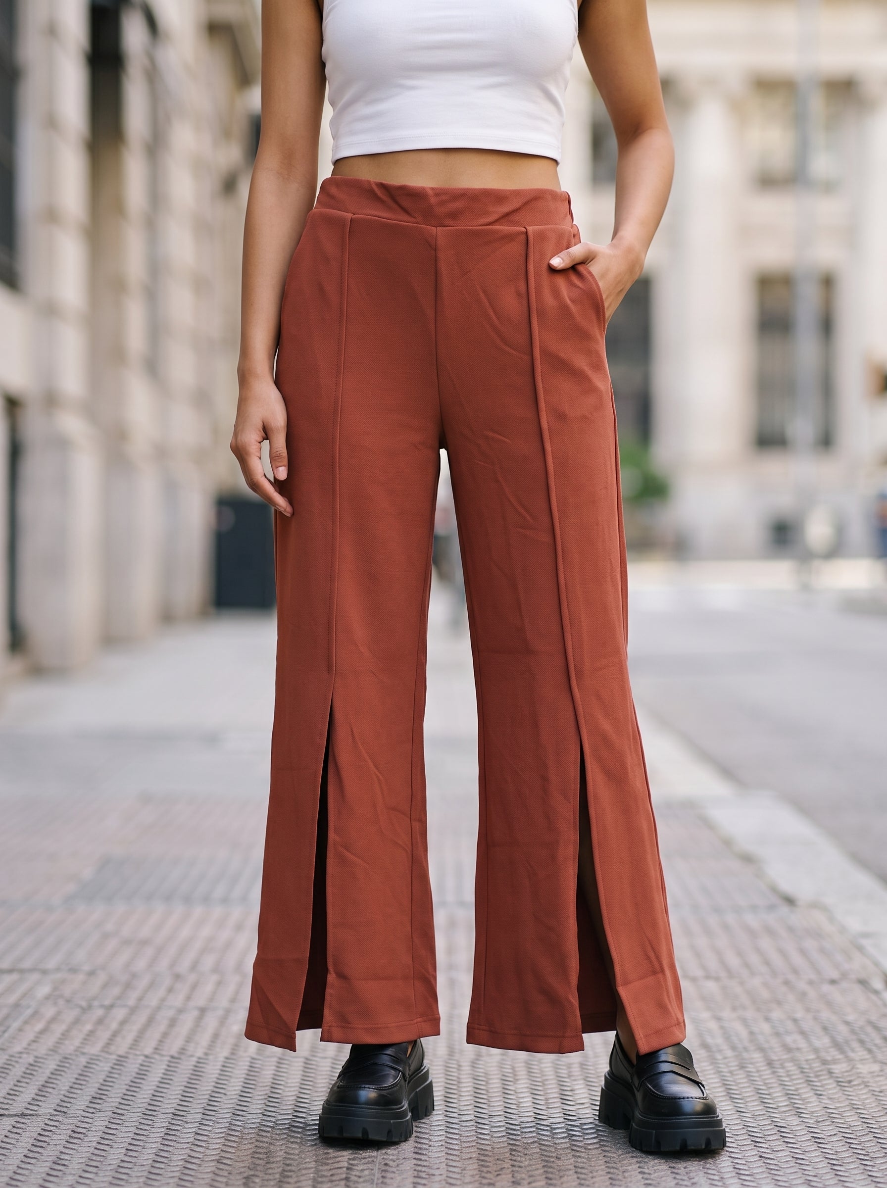 Women's Valentino Rust Bell Bottom Trousers