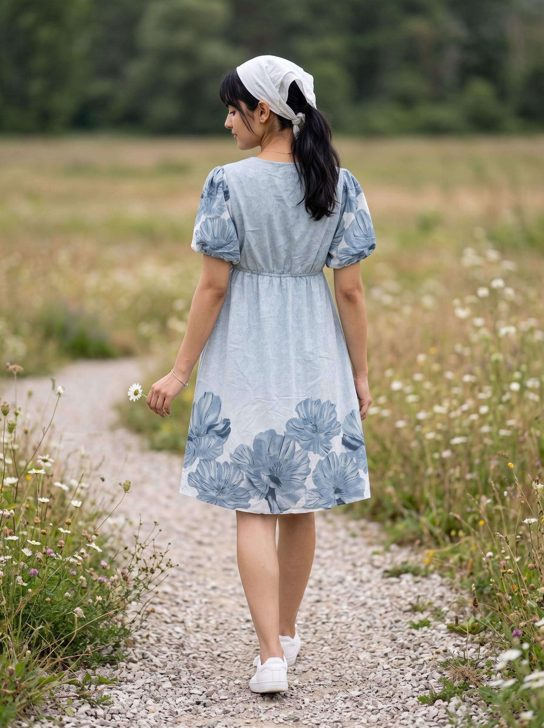Women's Polyester Blend Faded Blue Color Regular Fit Dresses