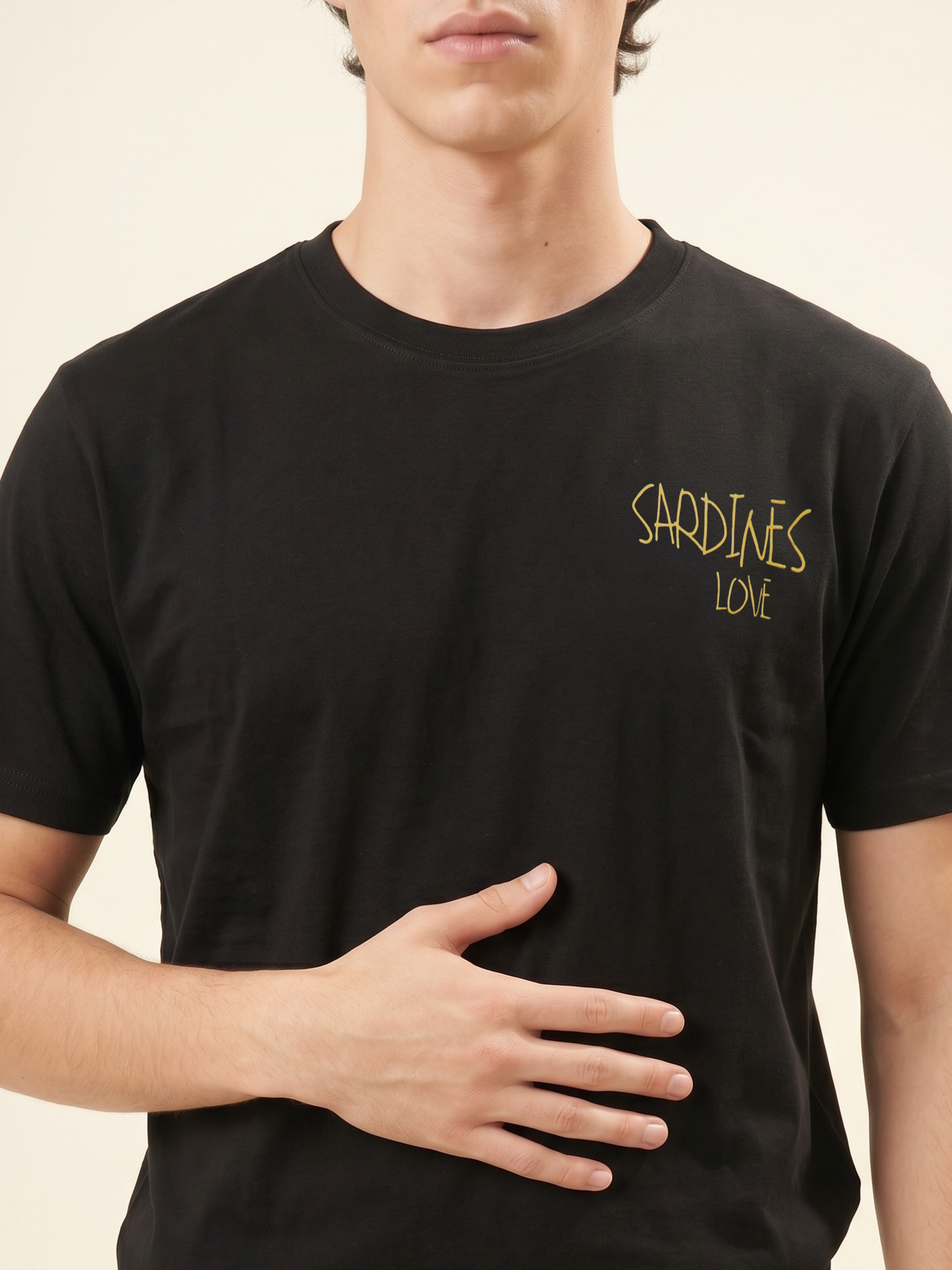Men's Cotton Black Relaxed Fit Half Sleeve T Shirt