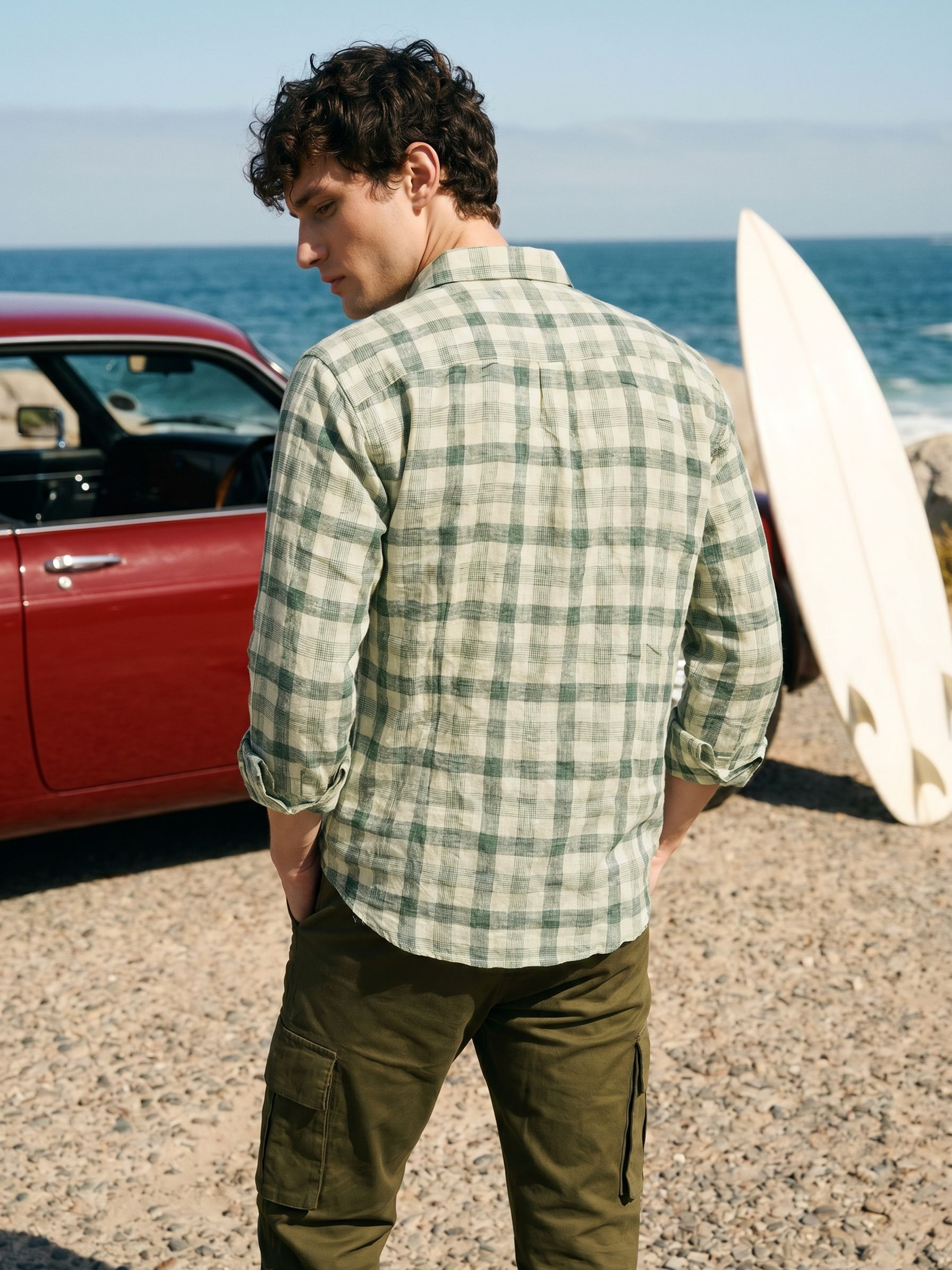 Men's Forest Green Checks Relaxed Fit Full Sleeve Shirt