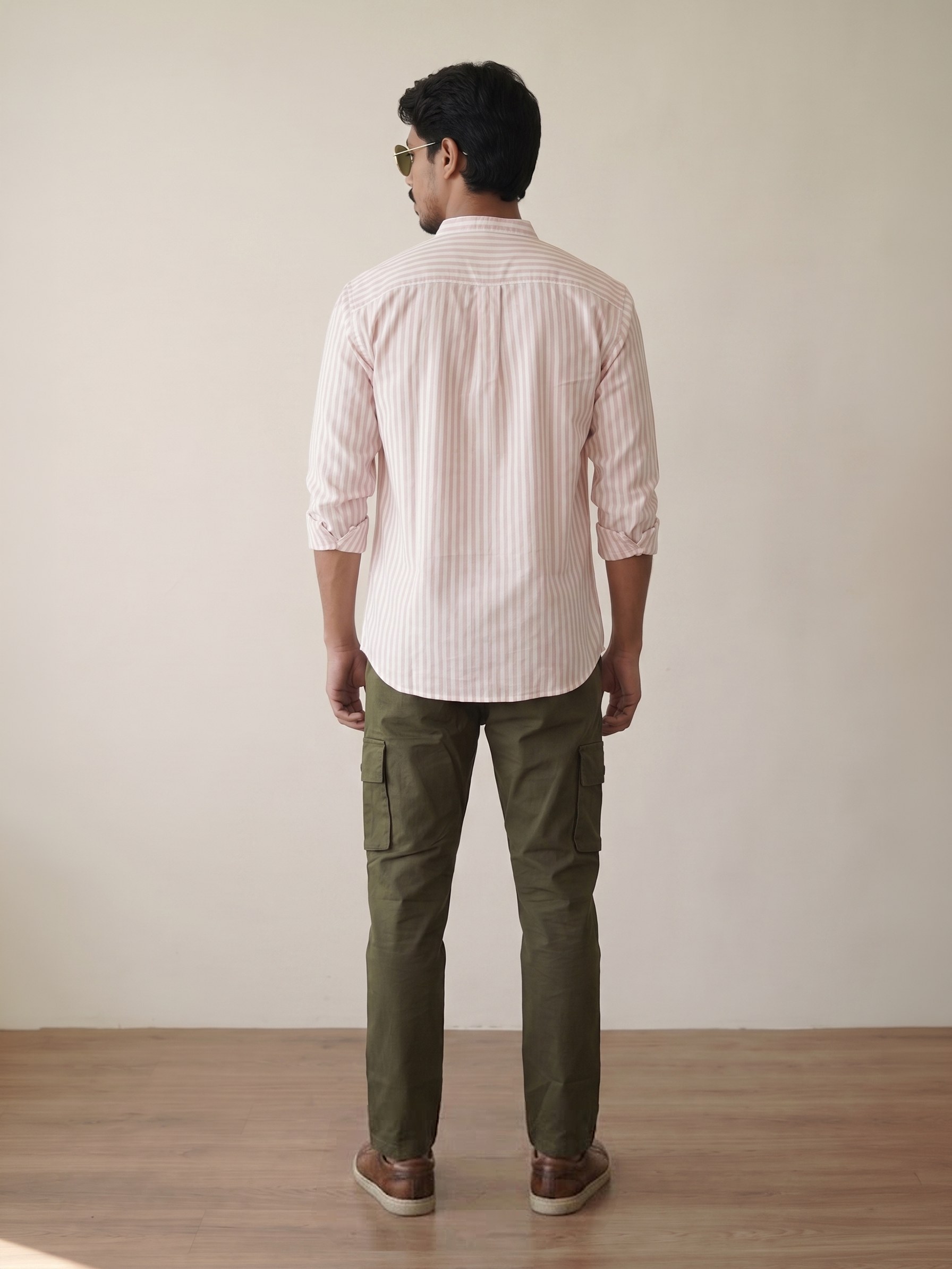 Men's Stripes Light Orange Relaxed Fit Shirt