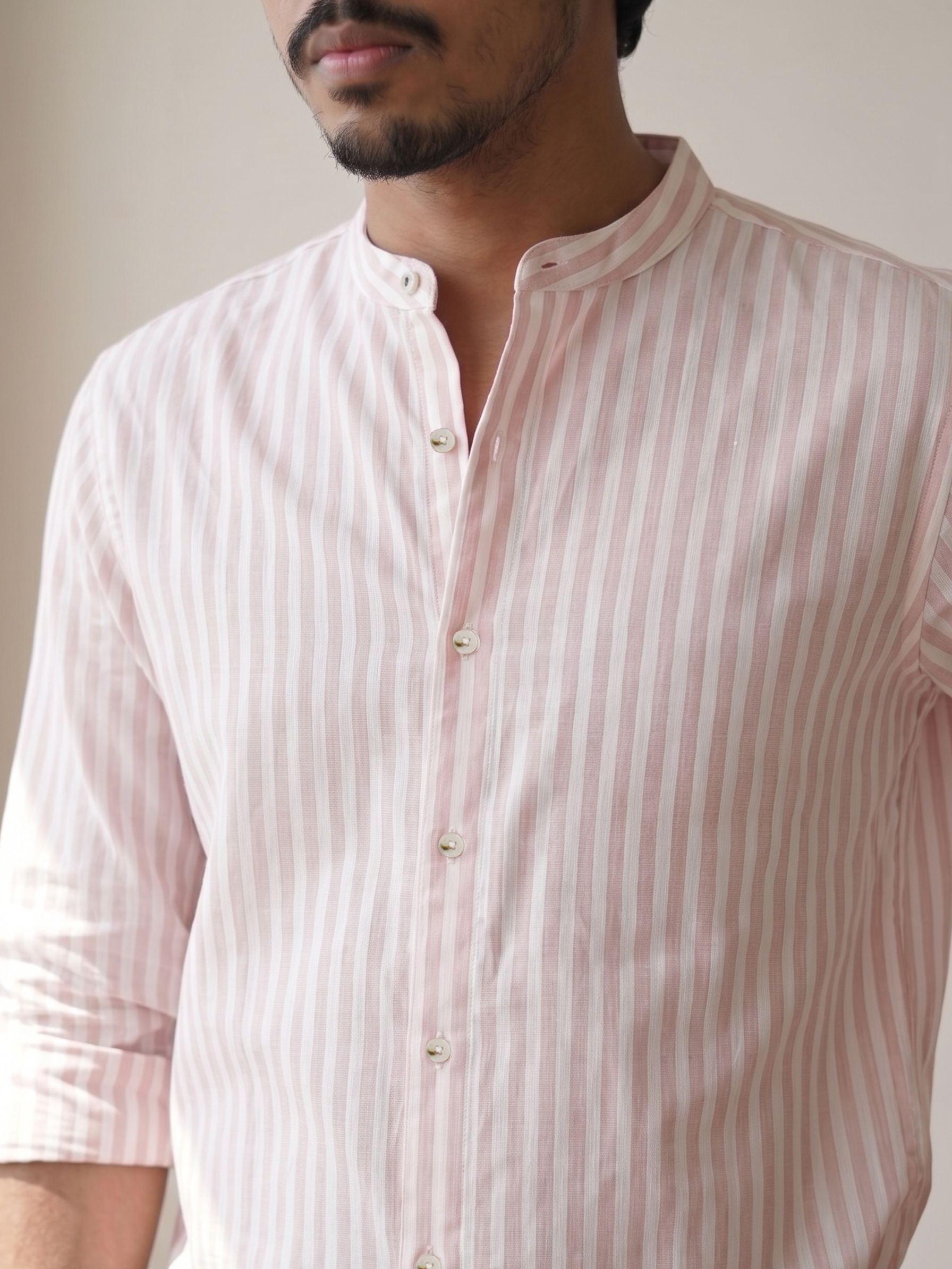 Men's Stripes Light Orange Relaxed Fit Shirt