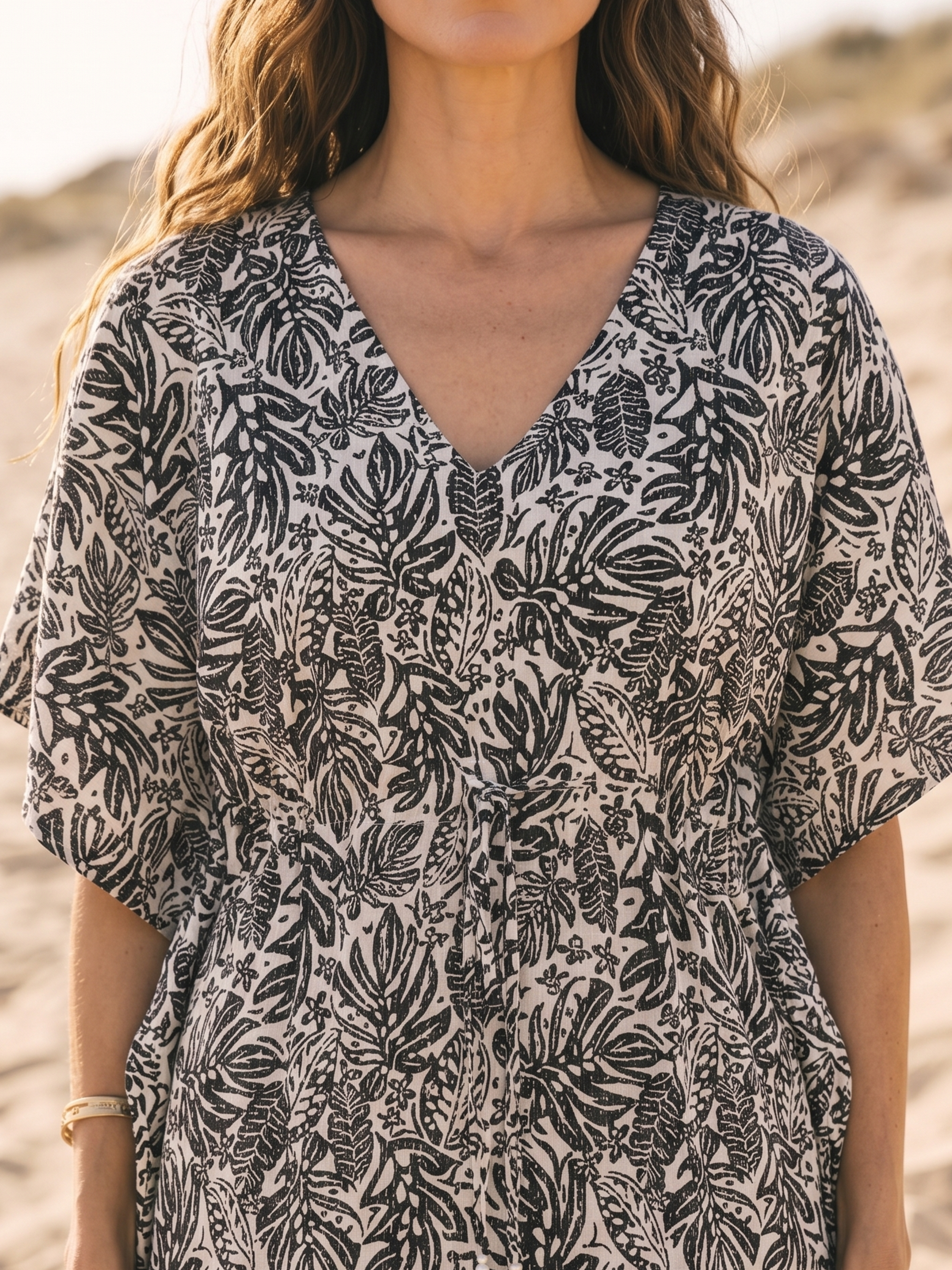 Women's Katha Fabric Grey Regular Fit Kaftan