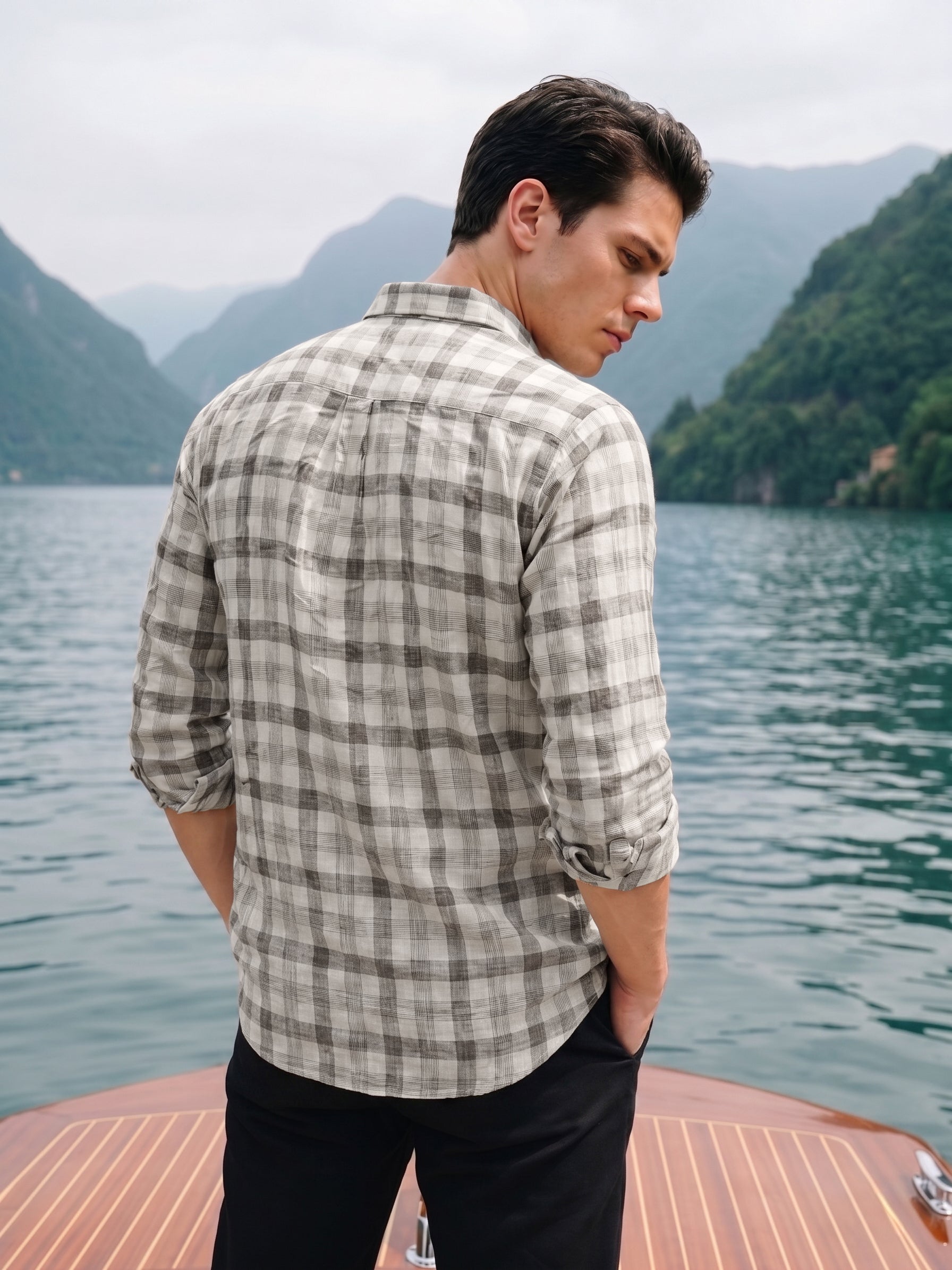 Men's Oatmeal Full Sleeve Relaxed Fit Shirt
