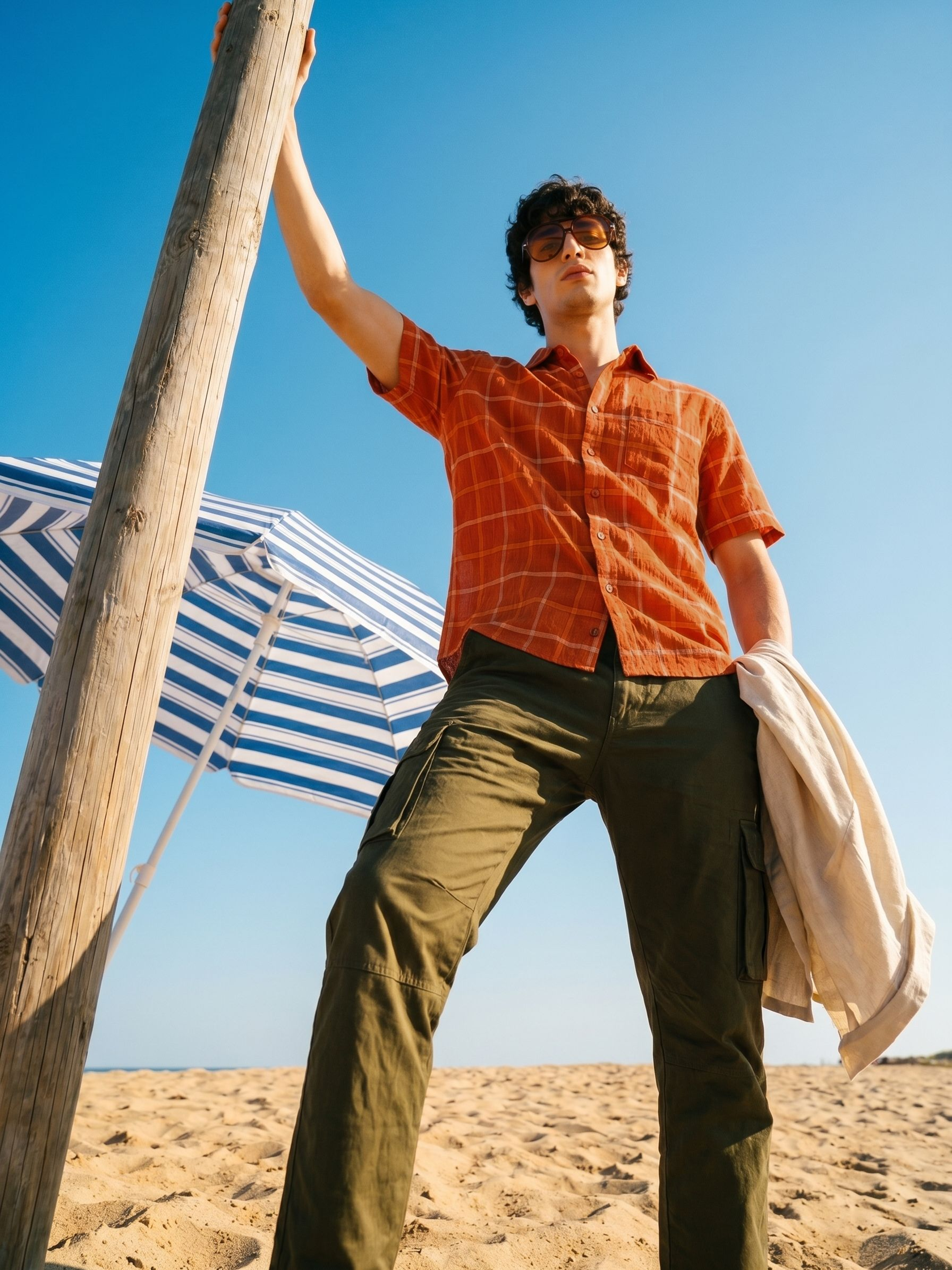 Men's Orange Cotton Relaxed Fit Shirt