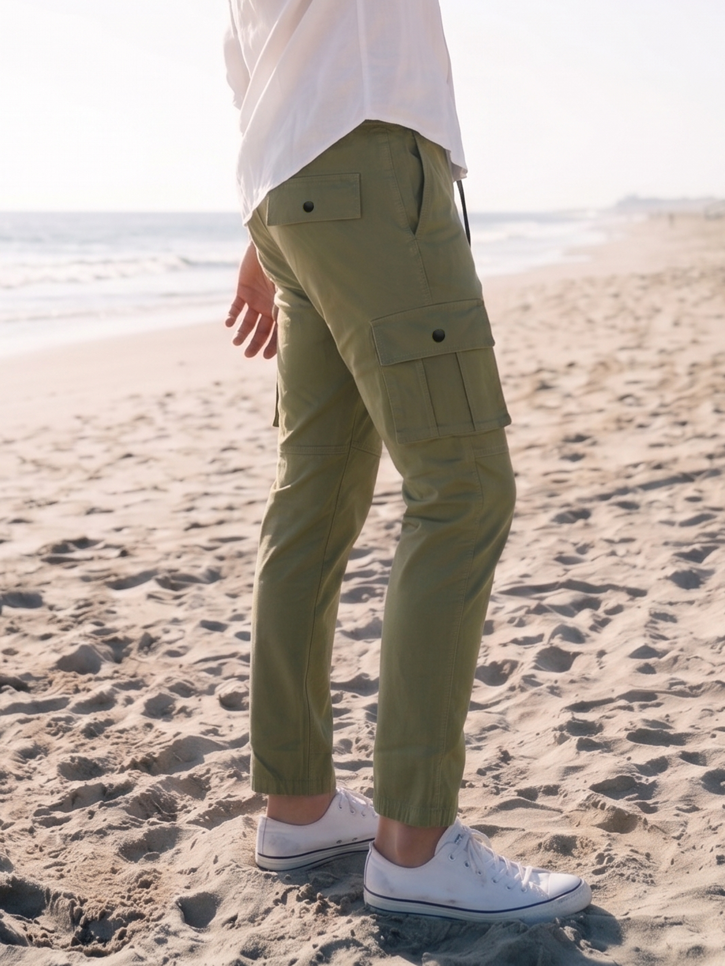 Men's Dark Khaki Cotton Cargos