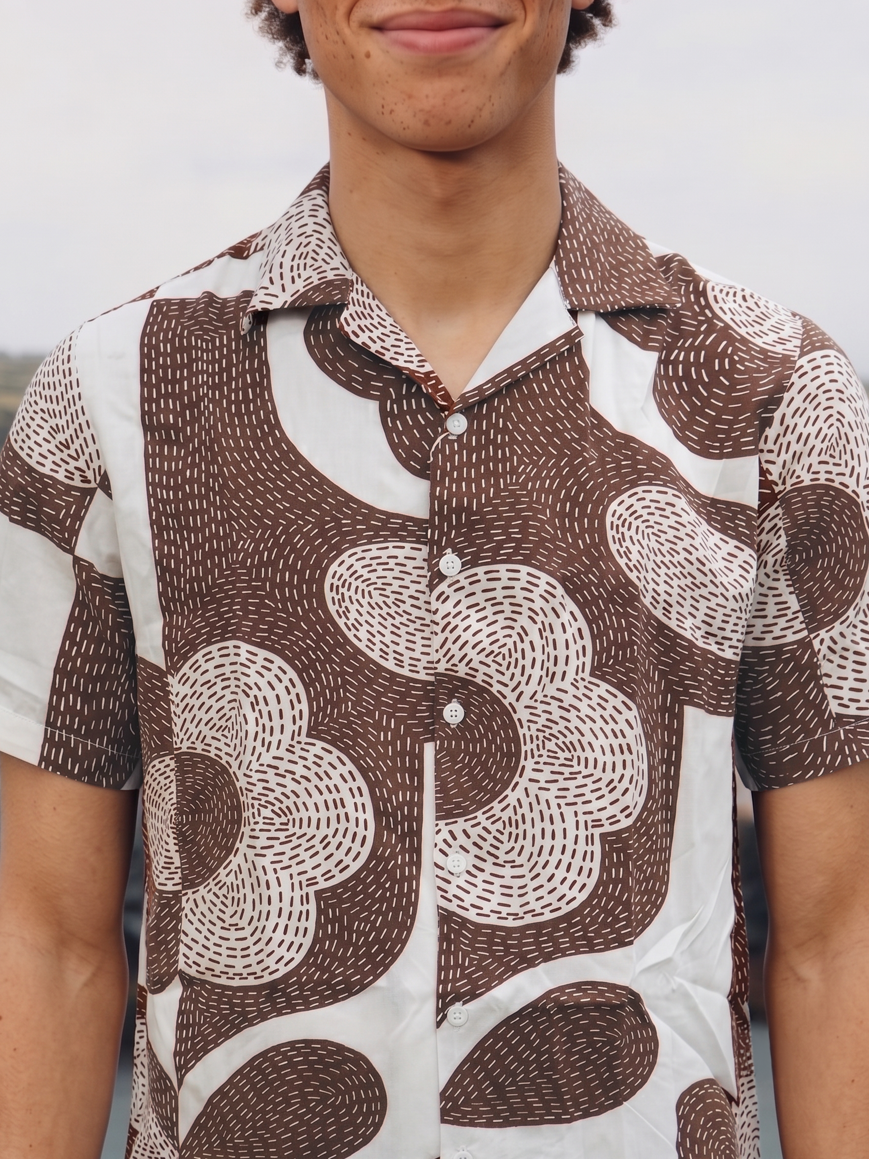 Men's Mango Rust Cuban Collar Relaxed Fit Regular Shirt