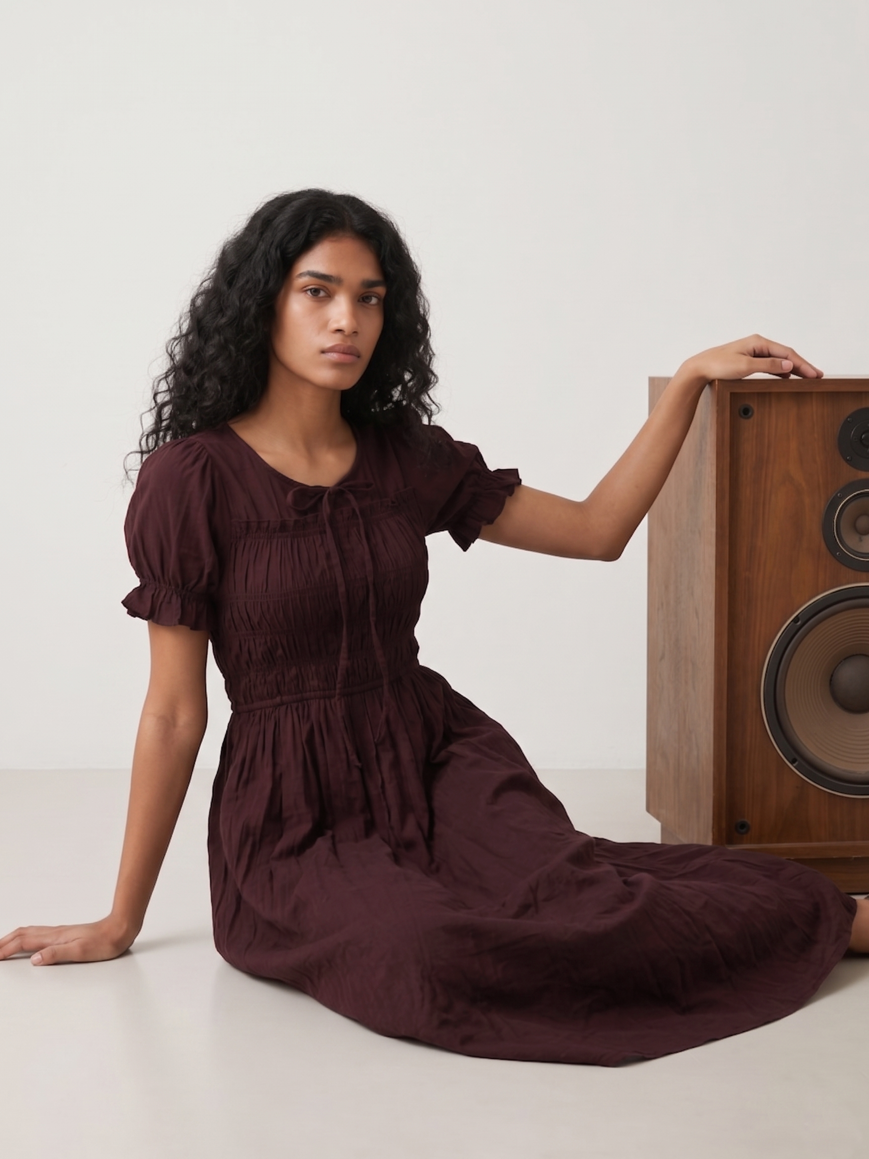 Women's  NV Cotton Maroon Plain Dresses