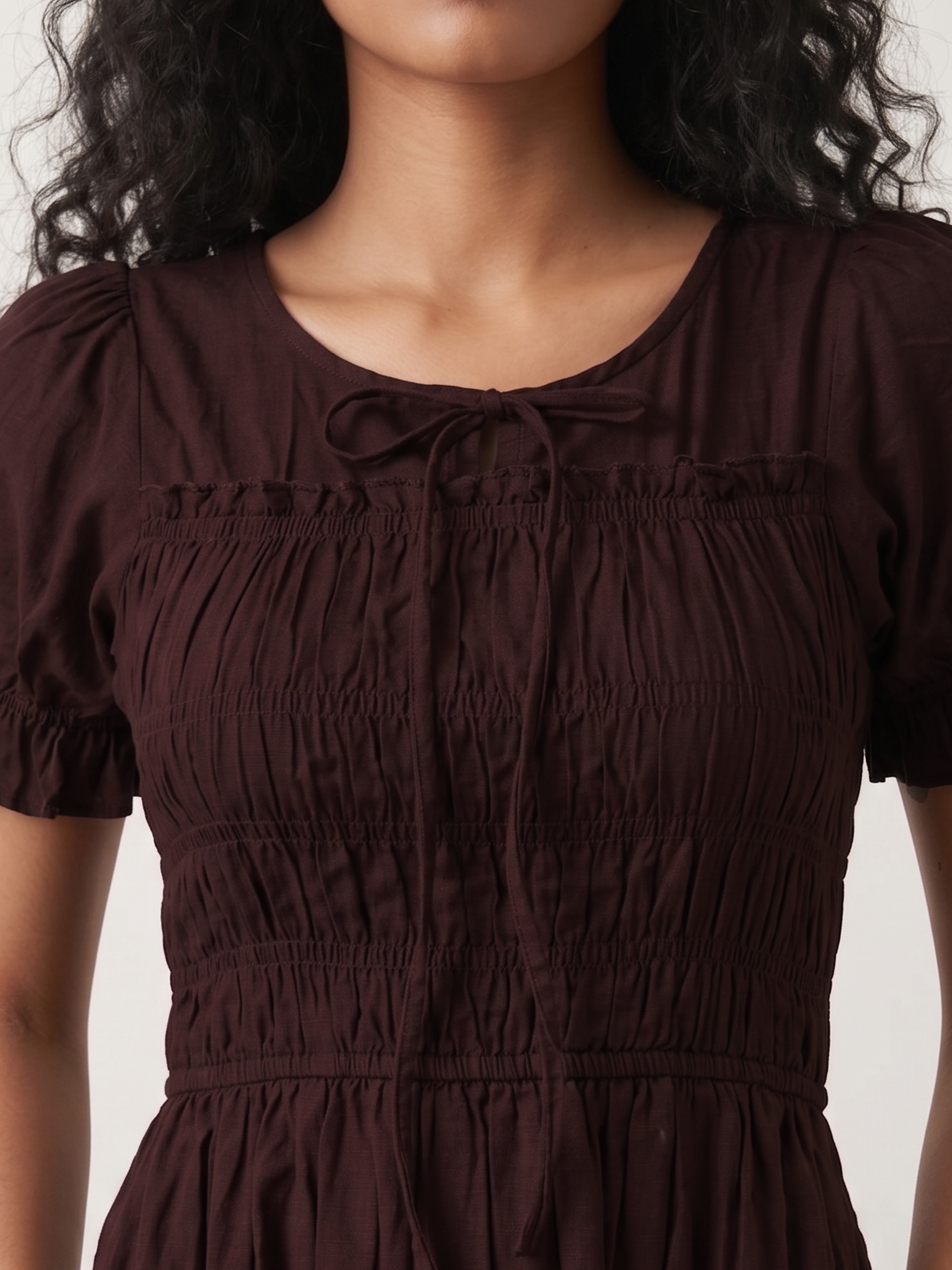 Women's  NV Cotton Maroon Plain Dresses