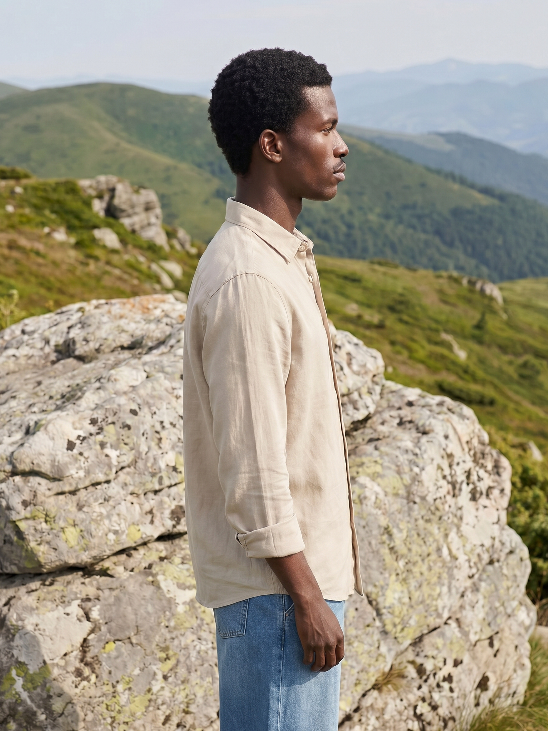 Men's Cotton Twill Off White Relaxed Fit Shirt