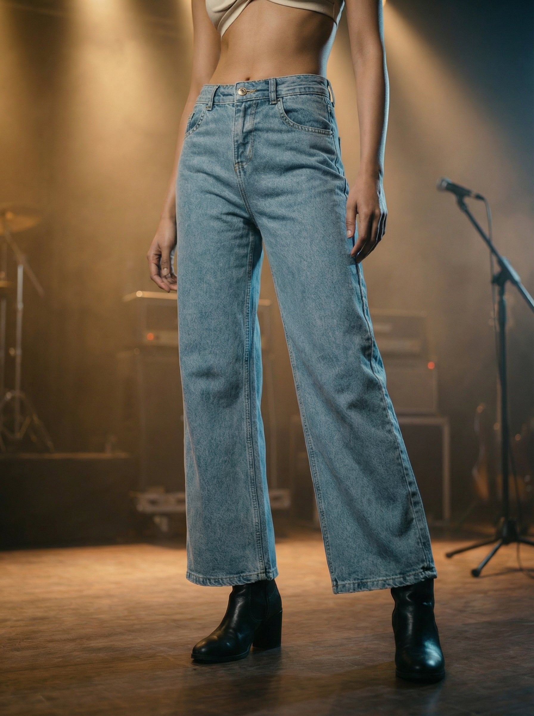 Women’s Sky Wide Leg Jeans Soft Knitted Denim