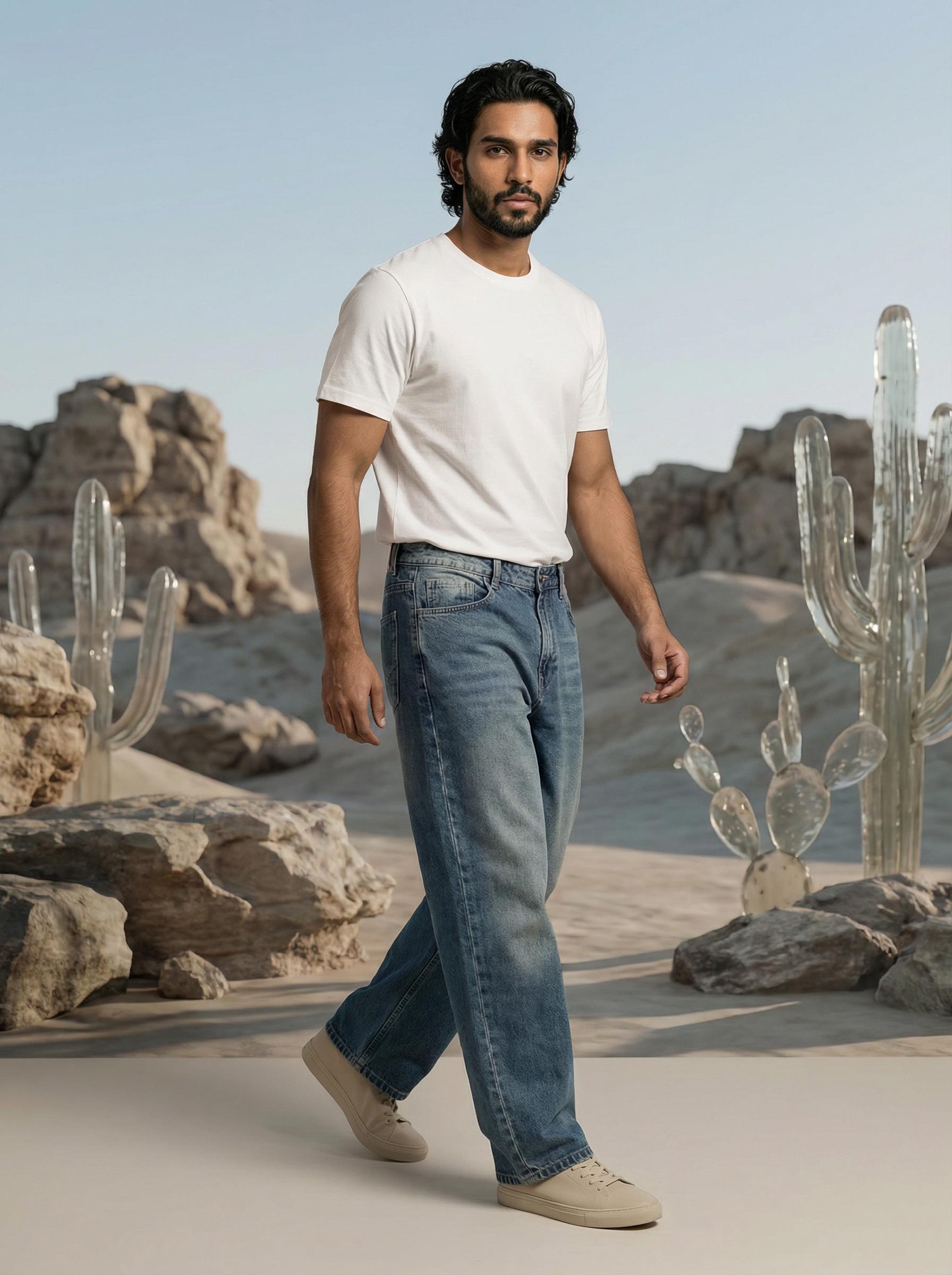 Men’s Blue Tint Baggy Fit Denim Jeans
