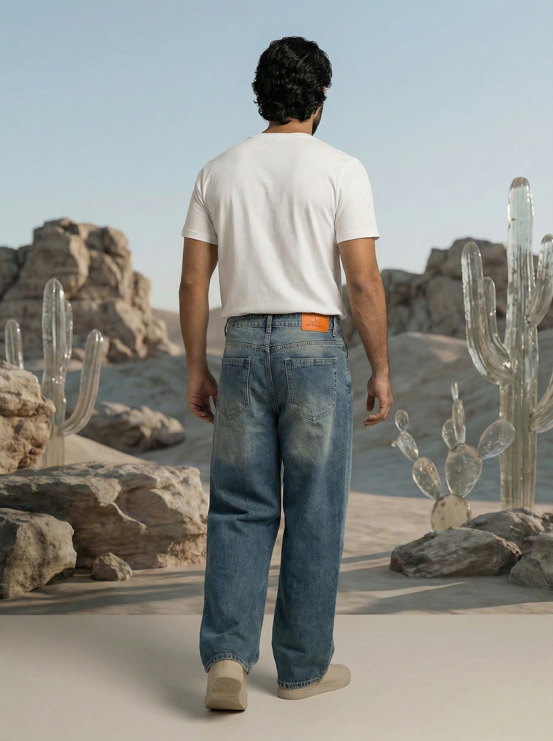 Men’s Blue Tint Baggy Fit Denim Jeans