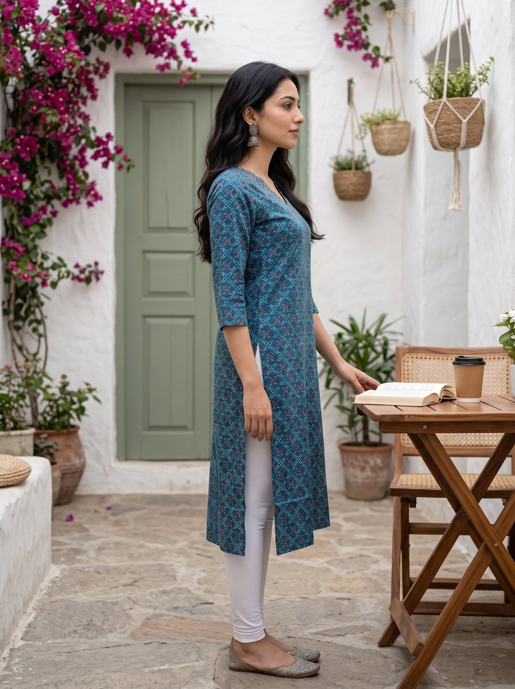 Women's Cotton Blue Regular Fit Kurti