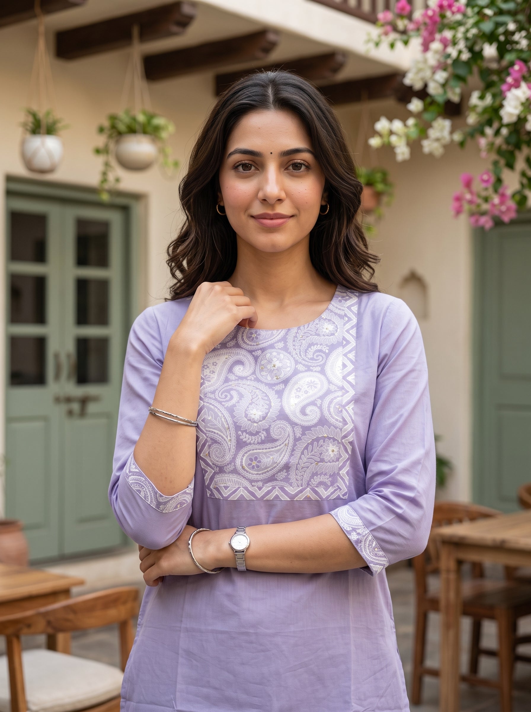 Women's Cotton Purple Regular Fit Kurti