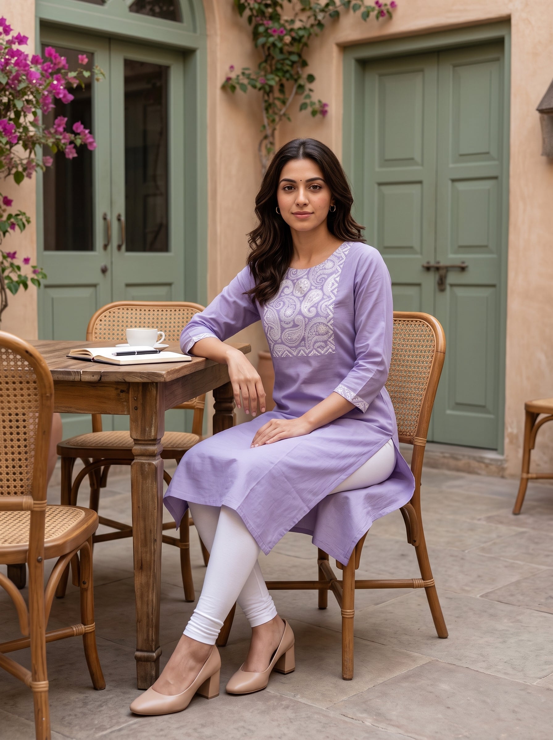 Women's Cotton Purple Regular Fit Kurti