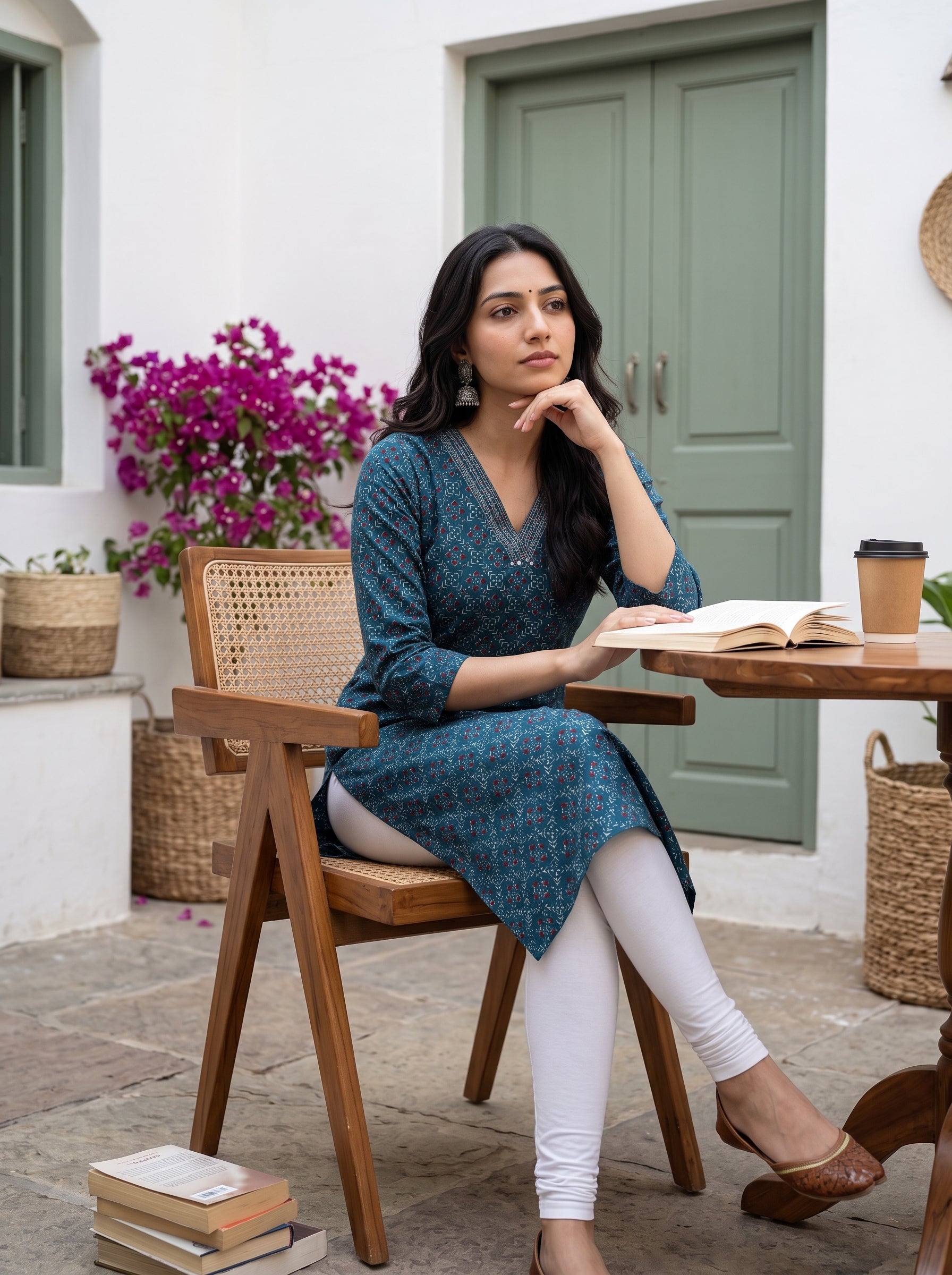 Women's Cotton Blue Regular Fit Kurti