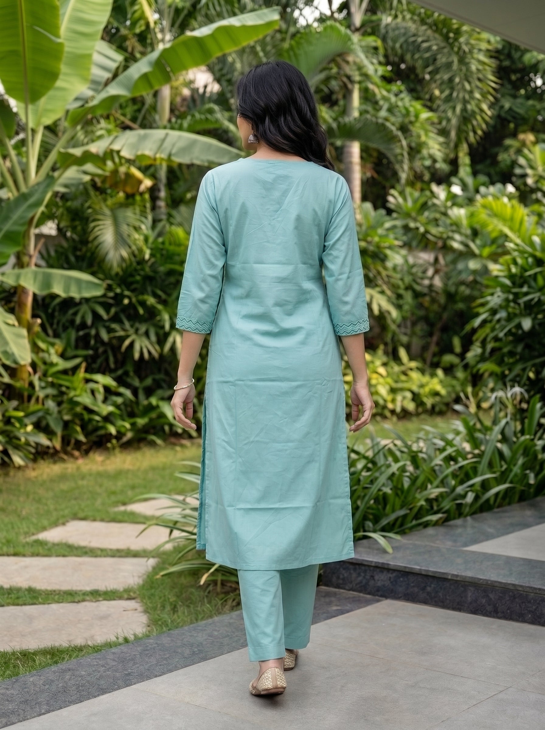 Women's Cotton Pista Regular Fit Kurti